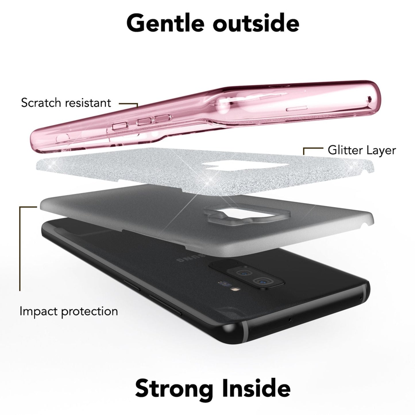 Husă de telefon NALIA pentru Samsung Galaxy S9 Plus, carcasă cu sclipici și bumper