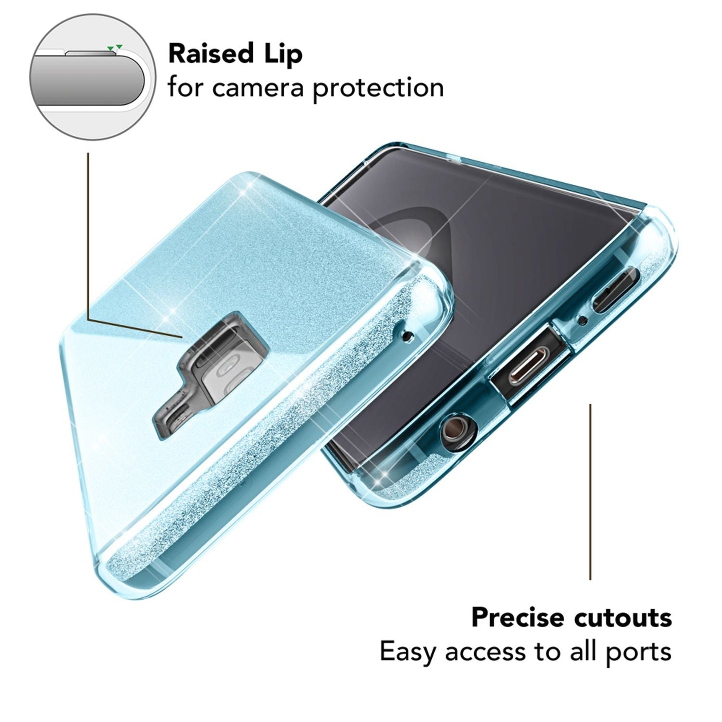 Husă de telefon NALIA pentru Samsung Galaxy S9 Plus, carcasă cu sclipici și bumper