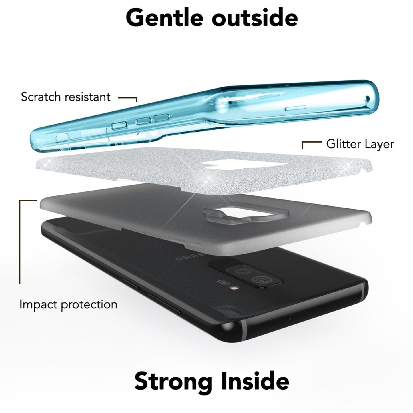 Husă de telefon NALIA pentru Samsung Galaxy S9 Plus, carcasă cu sclipici și bumper