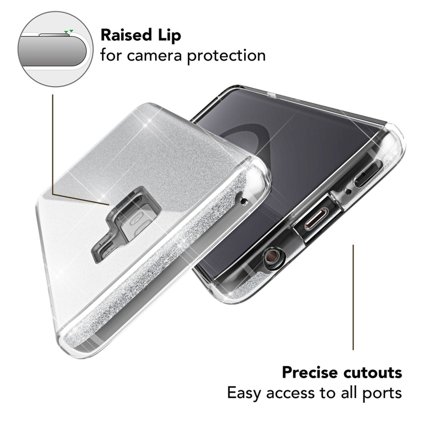 Husă de telefon NALIA pentru Samsung Galaxy S9 Plus, carcasă cu sclipici și bumper