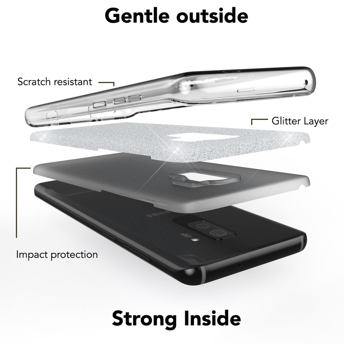 Husă de telefon NALIA pentru Samsung Galaxy S9 Plus, carcasă cu sclipici și bumper