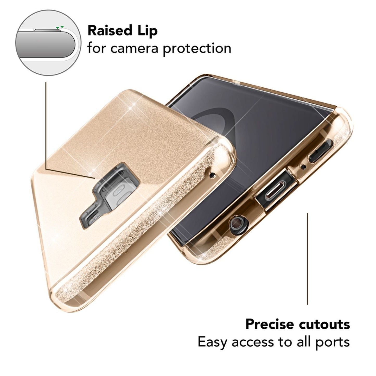 Husă de telefon NALIA pentru Samsung Galaxy S9 Plus, carcasă cu sclipici și bumper