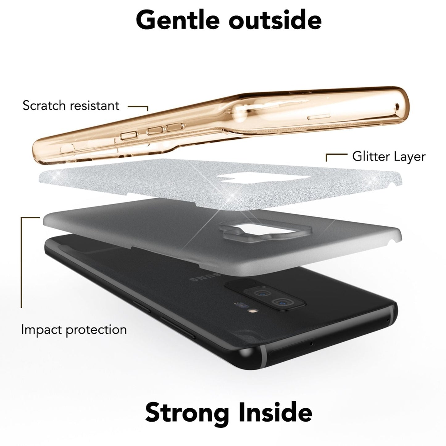 Husă de telefon NALIA pentru Samsung Galaxy S9 Plus, carcasă cu sclipici și bumper