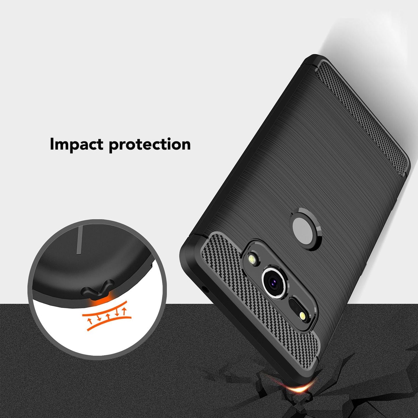 NALIA Sony Xperia XZ2 Compact Hülle Vortex Carbon Stil - Dünn, TPU Silikon, Schwarz