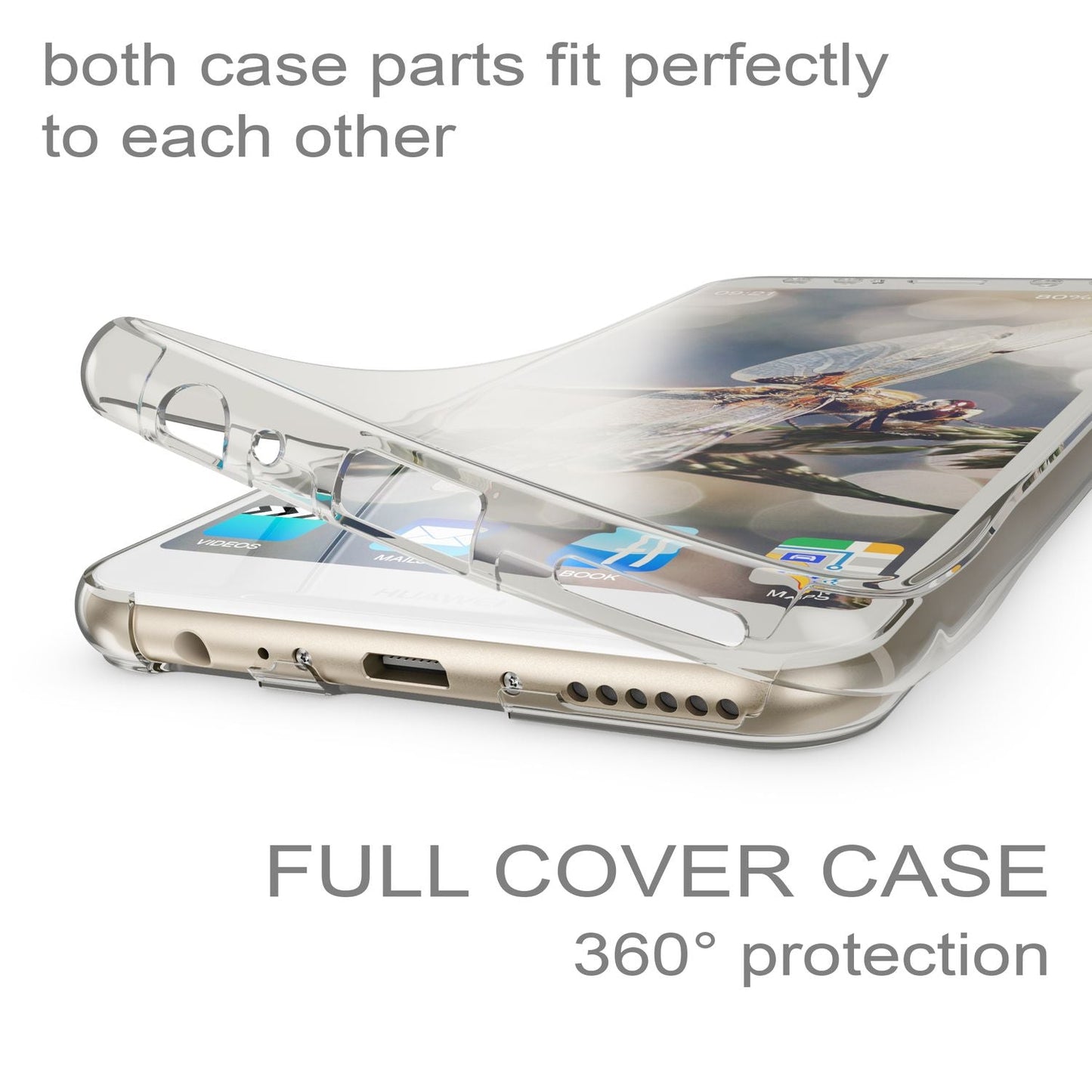 Husă Huawei Mate 10 Lite cu protecție completă la 360 de grade și protector de ecran - silicon subțire și transparent