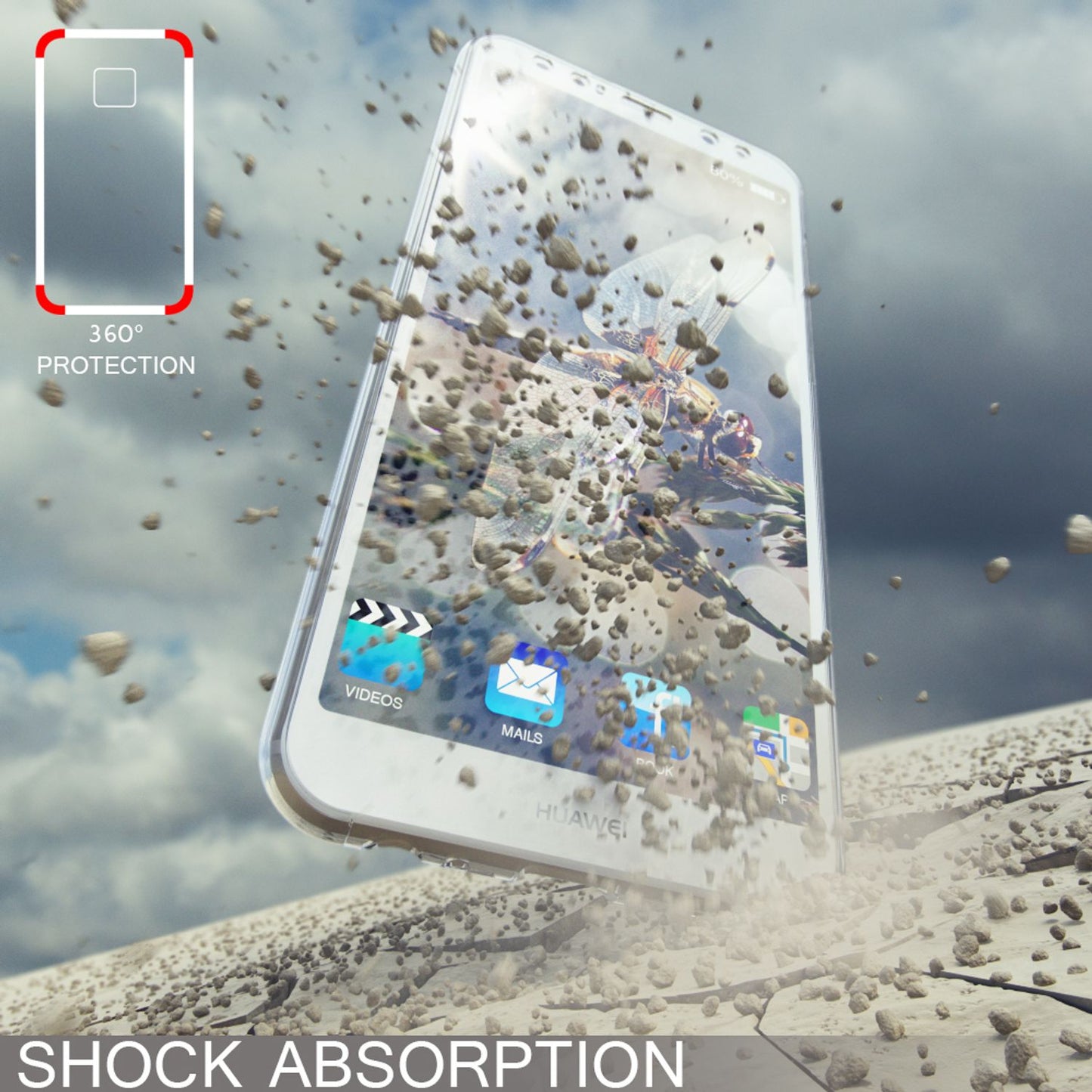 Husă Huawei Mate 10 Lite cu protecție completă la 360 de grade și protector de ecran - silicon subțire și transparent