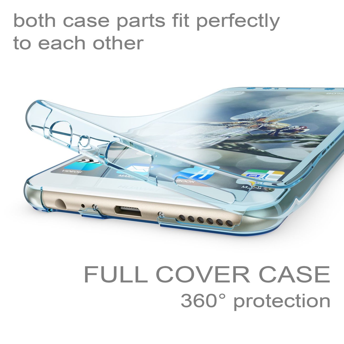 Husă Huawei Mate 10 Lite cu protecție completă la 360 de grade și protector de ecran - silicon subțire și transparent
