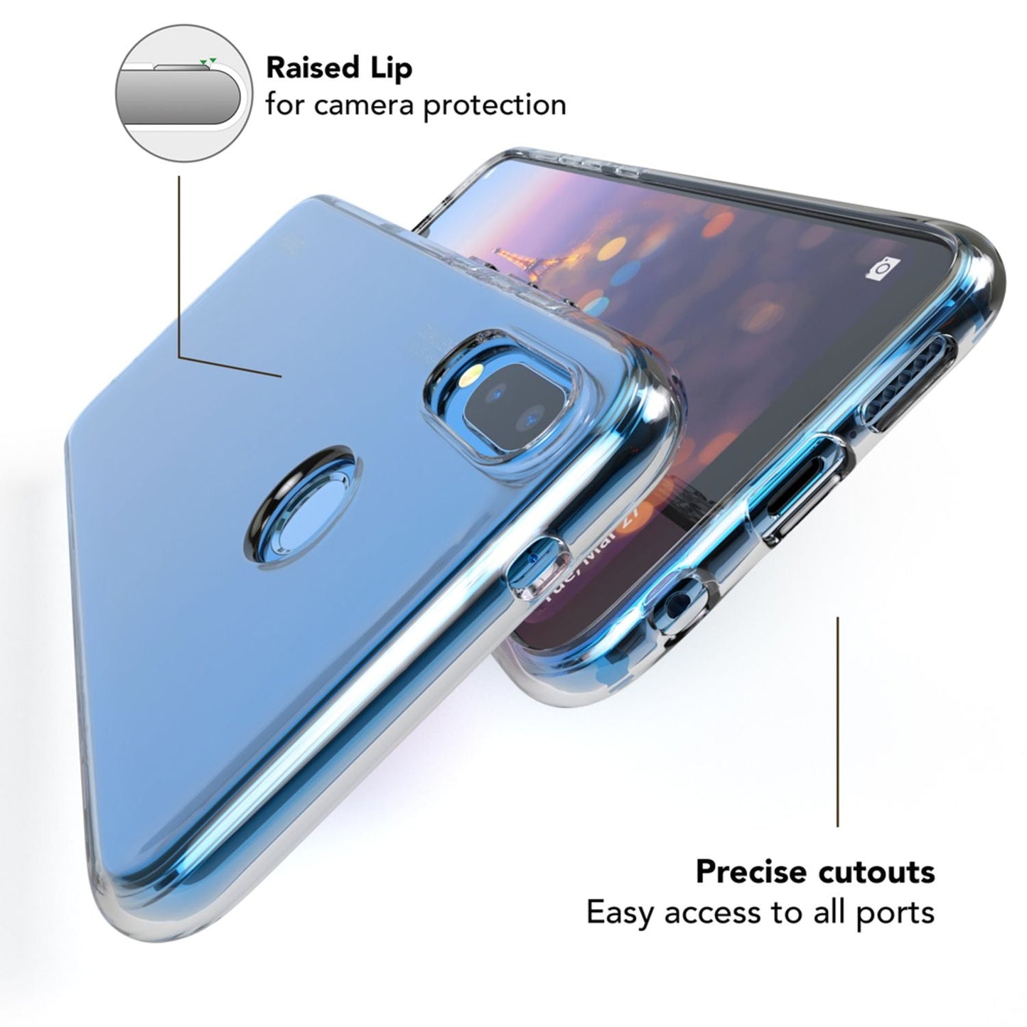 NALIA Handyhülle für Huawei P20 Lite Hülle, Durchsichtige Silikon Schutzhülle