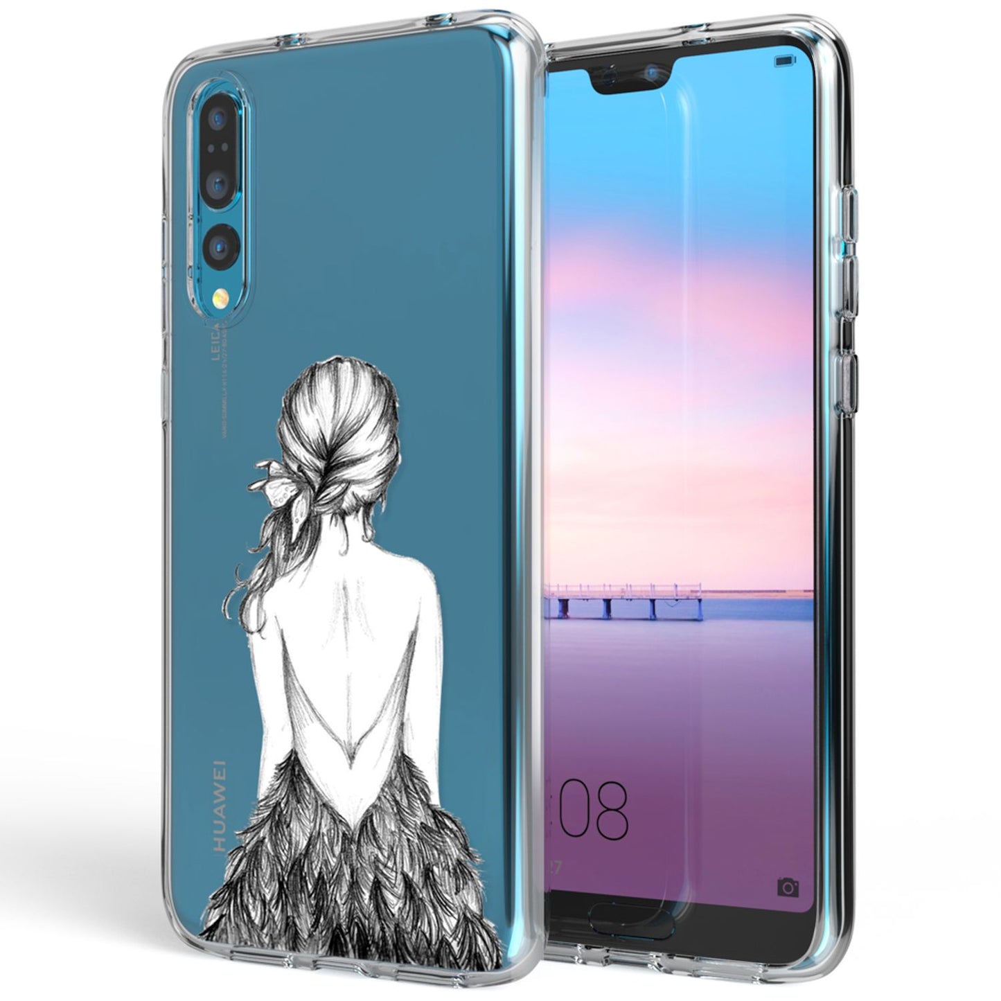 Husă din silicon pentru Huawei P20 Pro cu design, transparentă - subțire, transparentă, potrivire perfectă