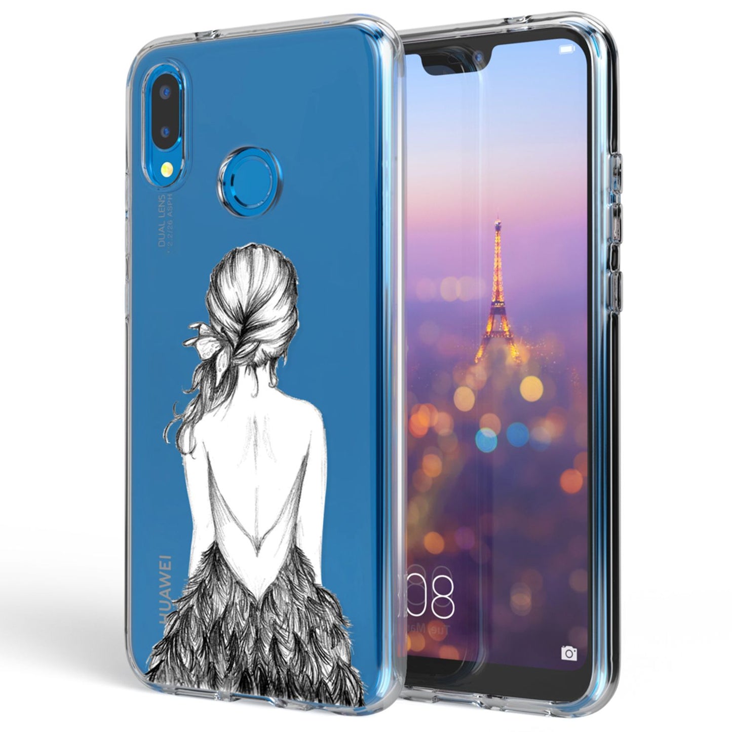 NALIA Huawei P20 Lite Hülle Slim Silikon Motiv Case - Dicke 0,7 mm; Material Silikon; Passform Huawei P20 Lite