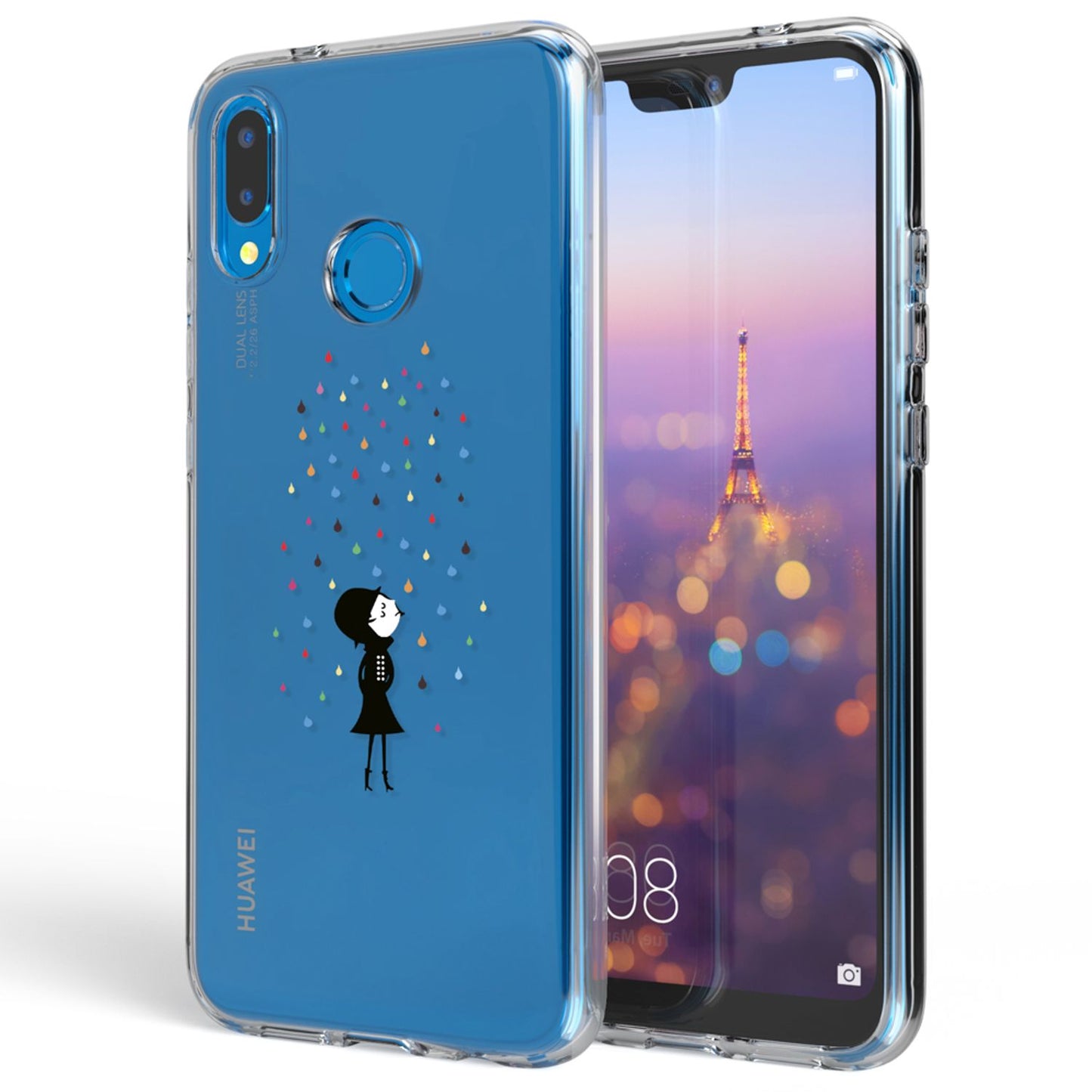 NALIA Huawei P20 Lite Hülle Slim Silikon Motiv Case - Dicke 0,7 mm; Material Silikon; Passform Huawei P20 Lite