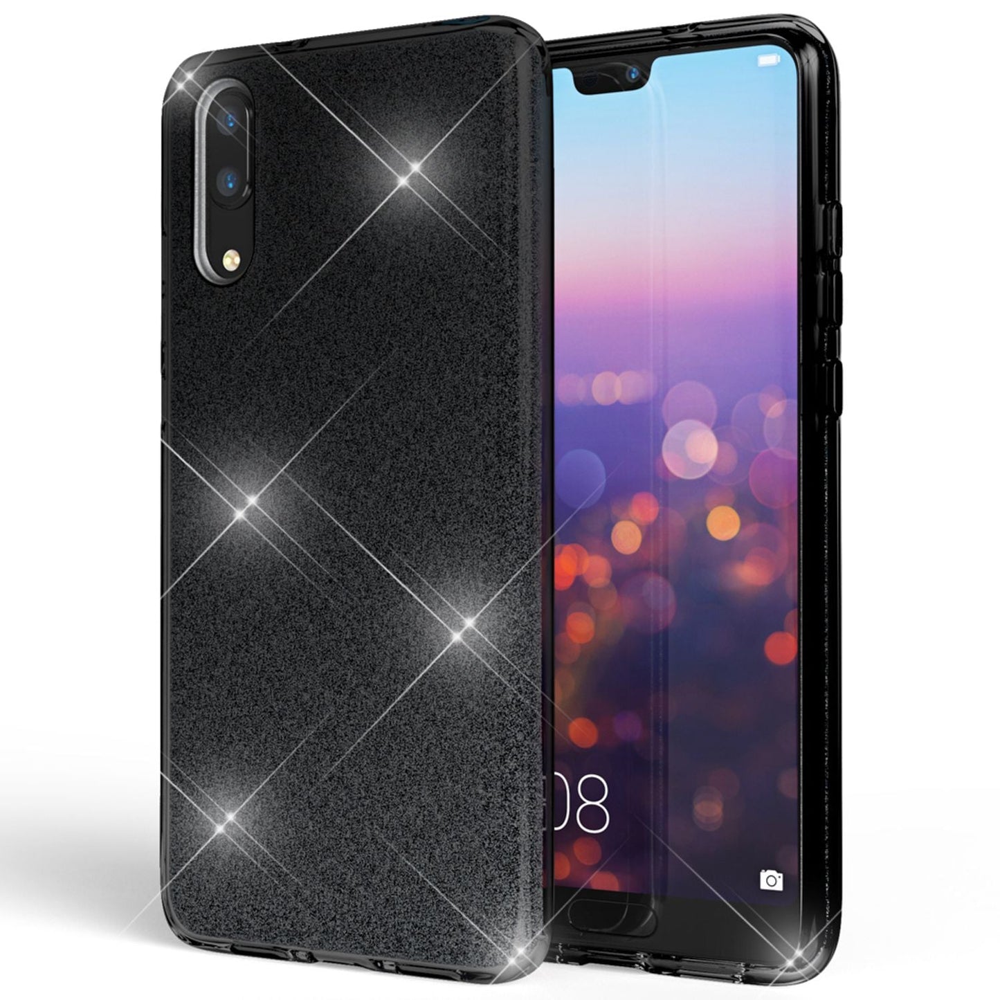 Husă de telefon Huawei P20 de la NALIA, husă din silicon cu sclipici, sclipici protector