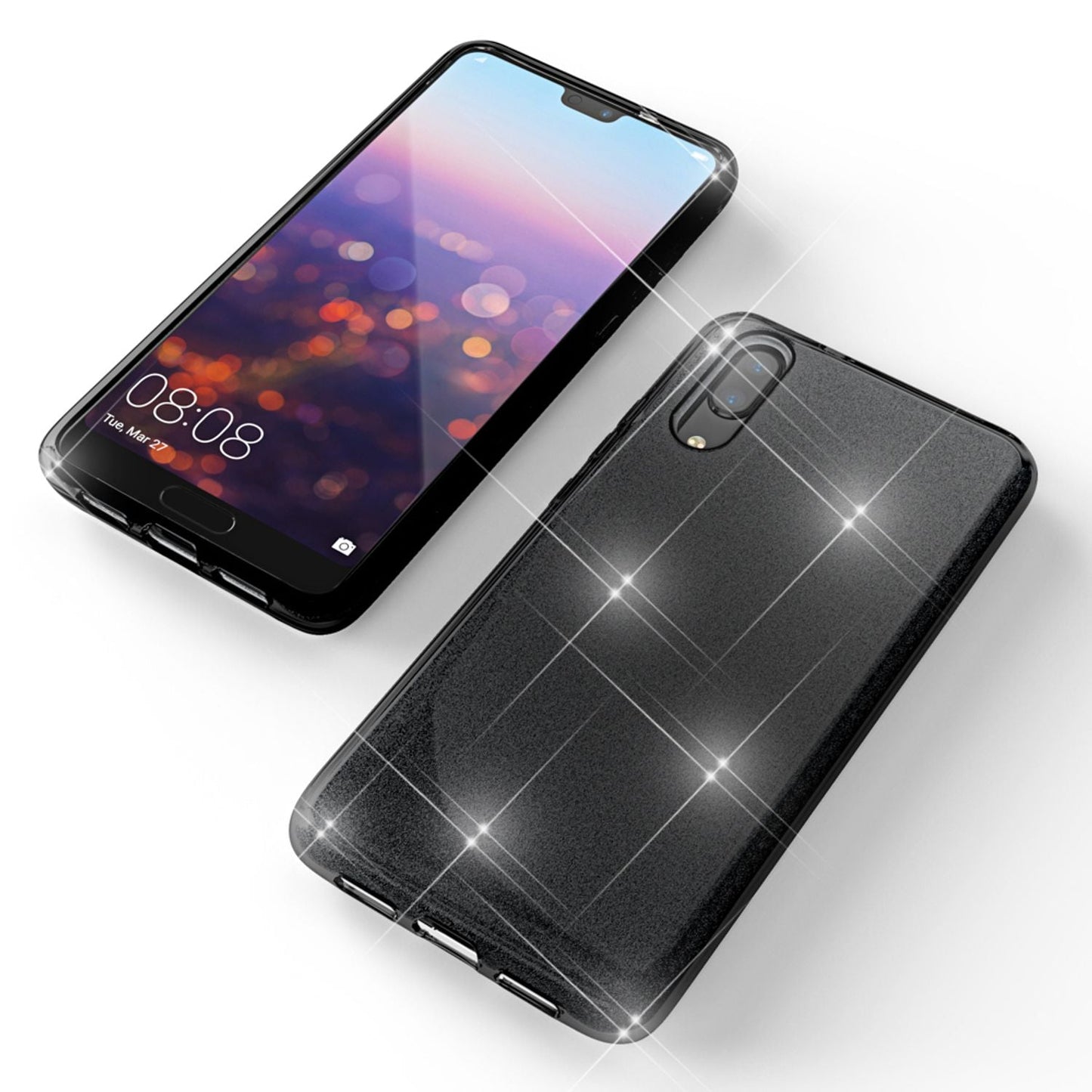 Husă de telefon Huawei P20 de la NALIA, husă din silicon cu sclipici, sclipici protector