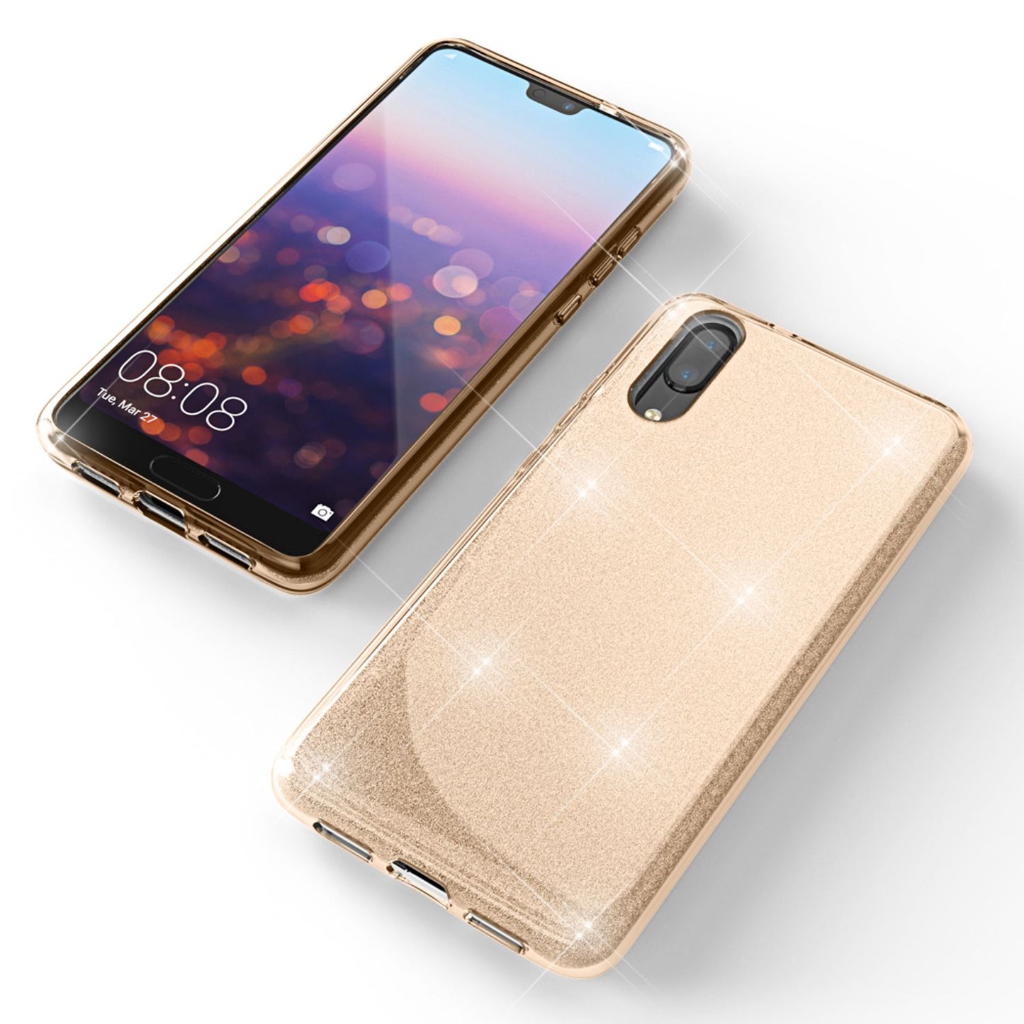 Husă de telefon Huawei P20 de la NALIA, husă din silicon cu sclipici, sclipici protector