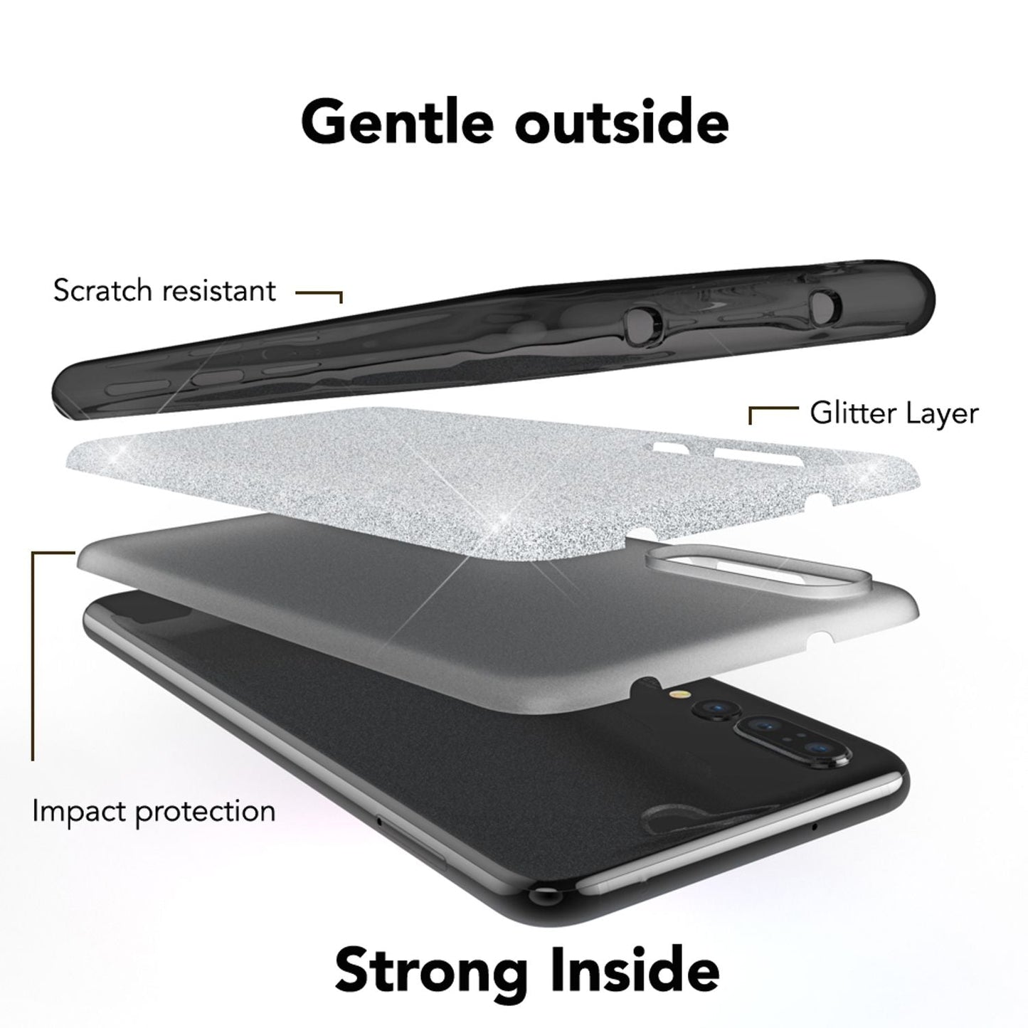 NALIA Huawei P20 Pro Glitzer Silikon Hülle - Dicke Ca. 1,3 Mm, Material Silikon, Passform Huawei P20 Pro