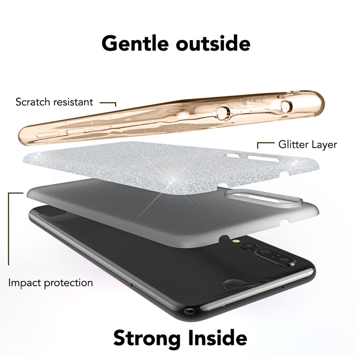 NALIA Huawei P20 Pro Glitzer Silikon Hülle - Dicke Ca. 1,3 Mm, Material Silikon, Passform Huawei P20 Pro