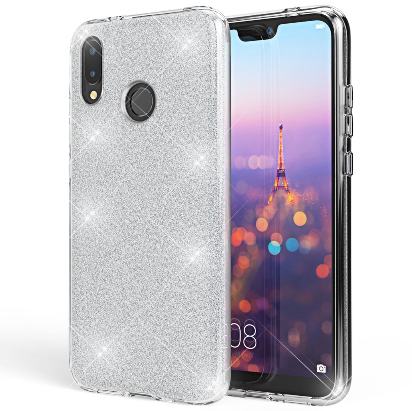 Husa Huawei P20 Lite, Husă de telefon de la NALIA, Husă spate din silicon cu sclipici