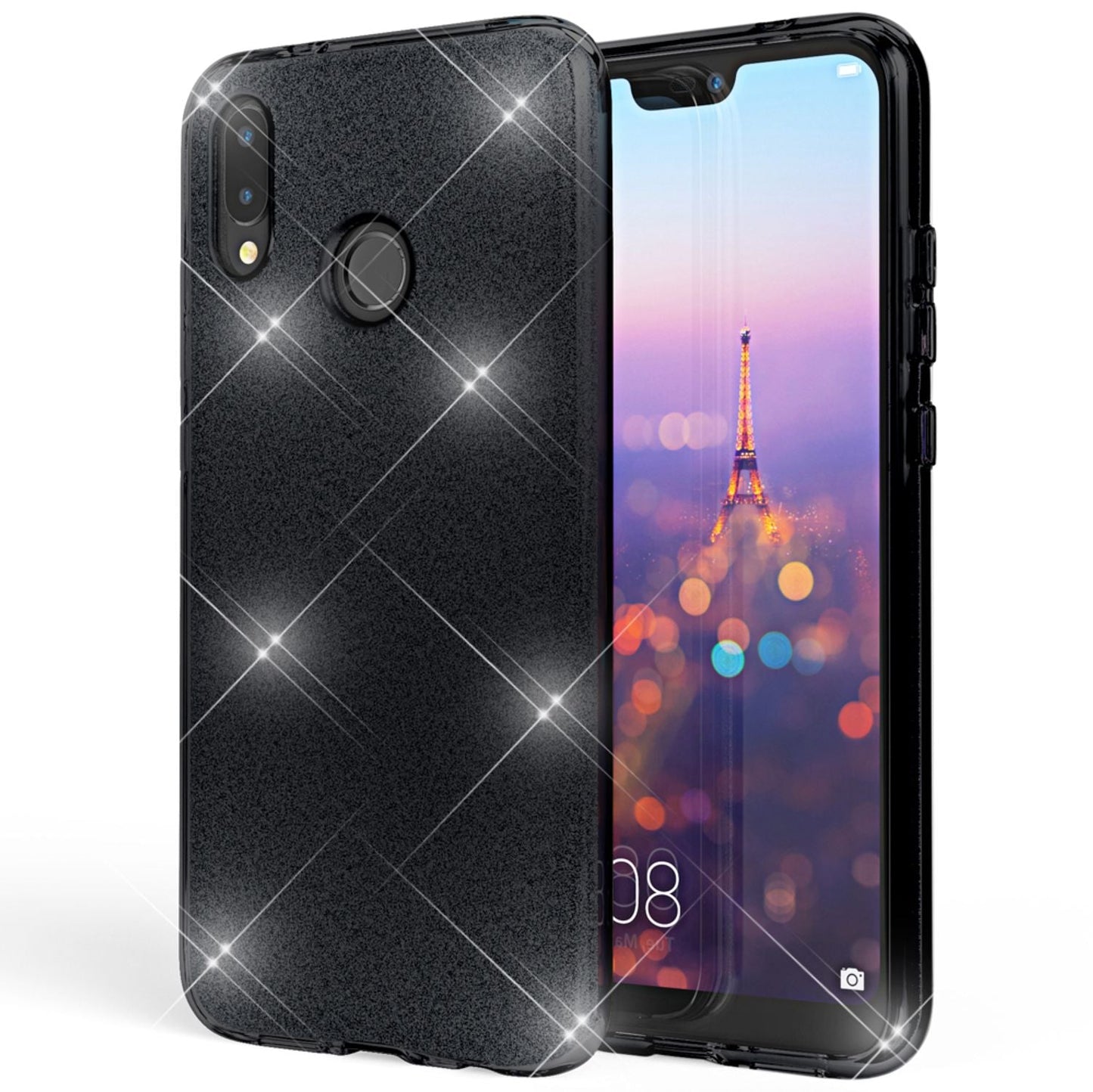 Husa Huawei P20 Lite, Husă de telefon de la NALIA, Husă spate din silicon cu sclipici