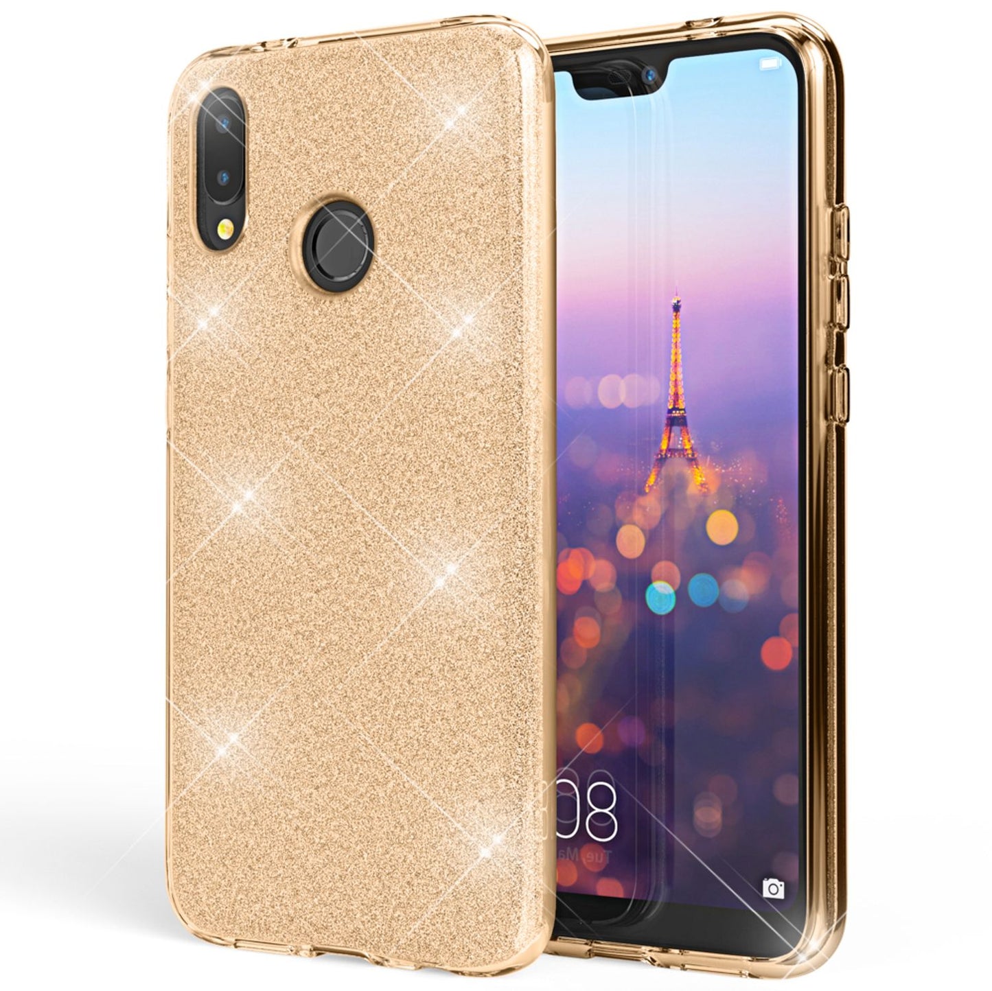 Husa Huawei P20 Lite, Husă de telefon de la NALIA, Husă spate din silicon cu sclipici