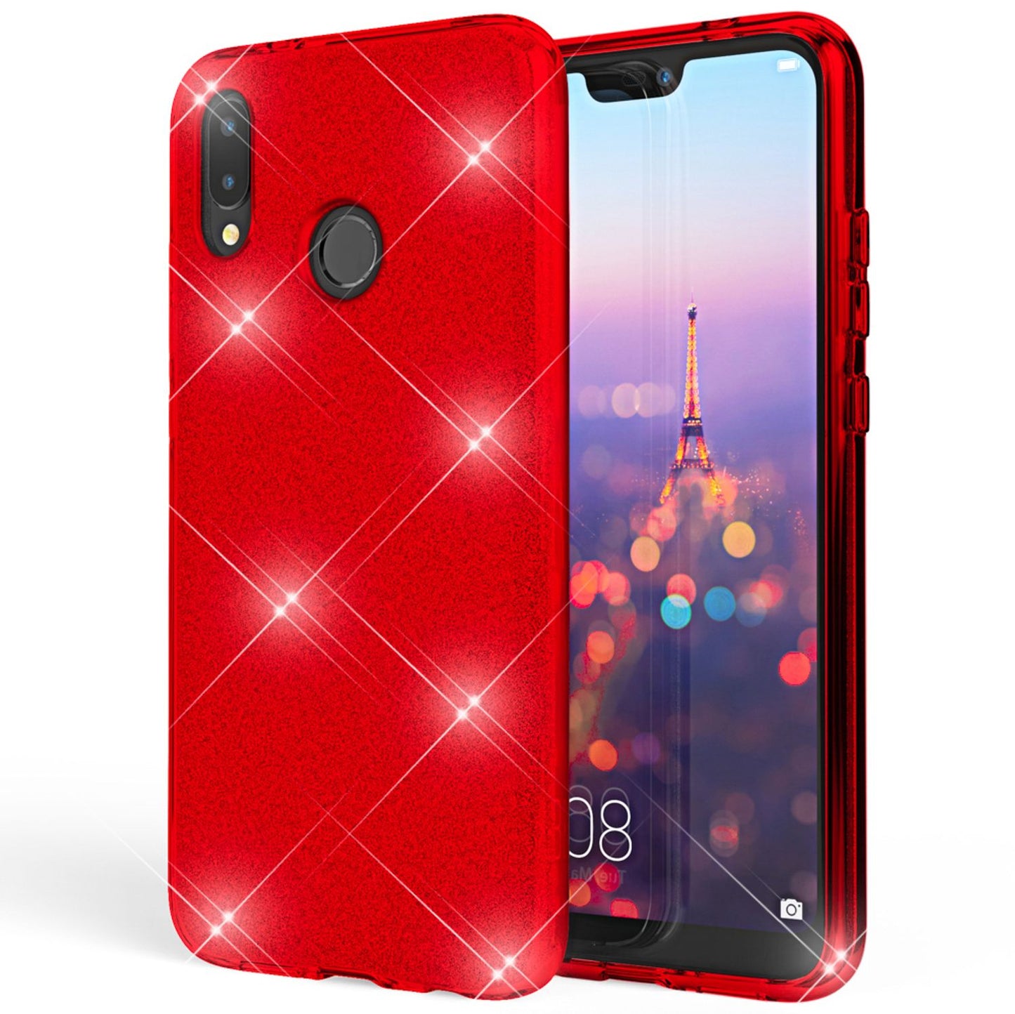 Husa Huawei P20 Lite, Husă de telefon de la NALIA, Husă spate din silicon cu sclipici
