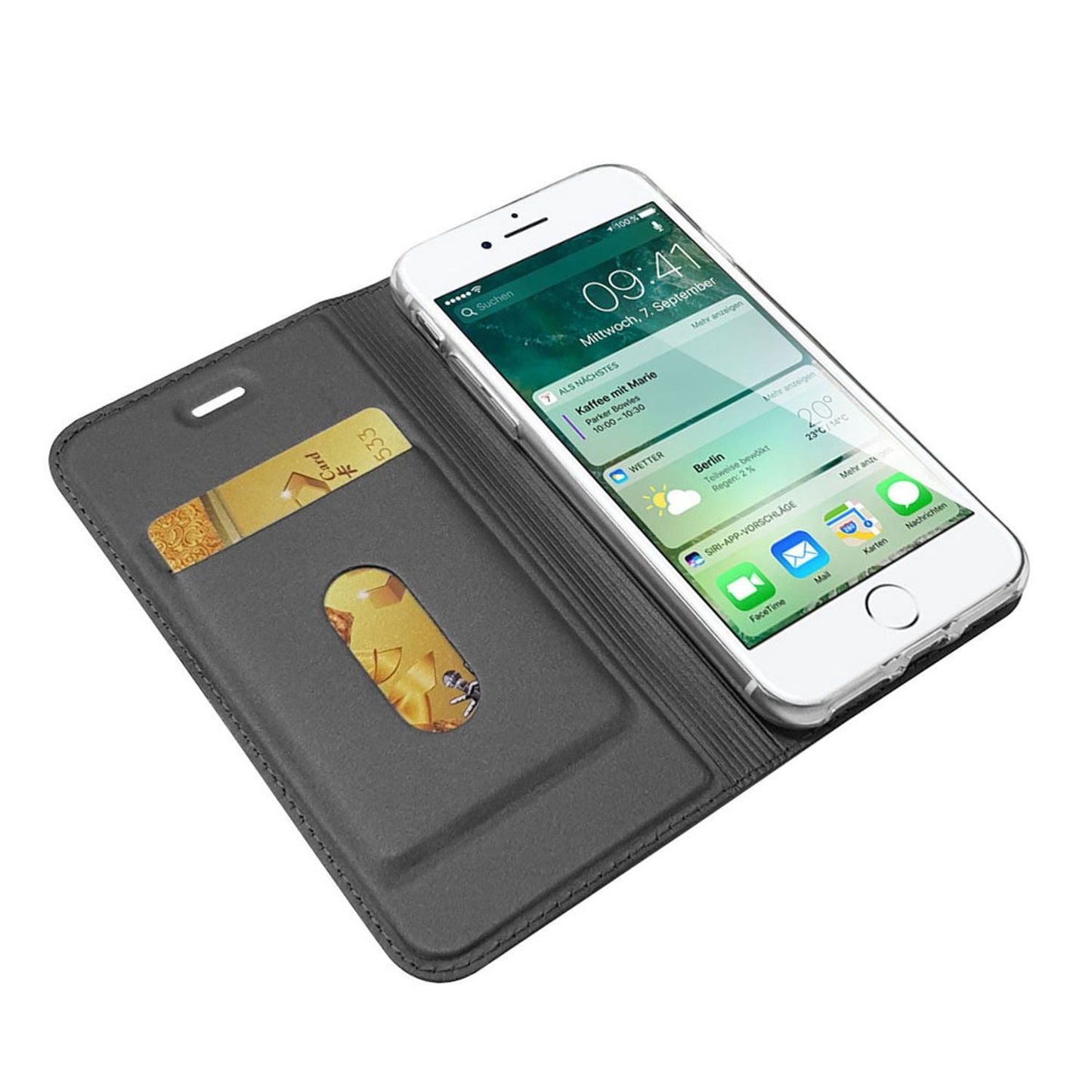 NALIA Klapp Hülle Kunstleder Flip Case - Kapazität Kartenfächer 3, Schutzleistung 360°, Größe 13,5 x 6,9 cm