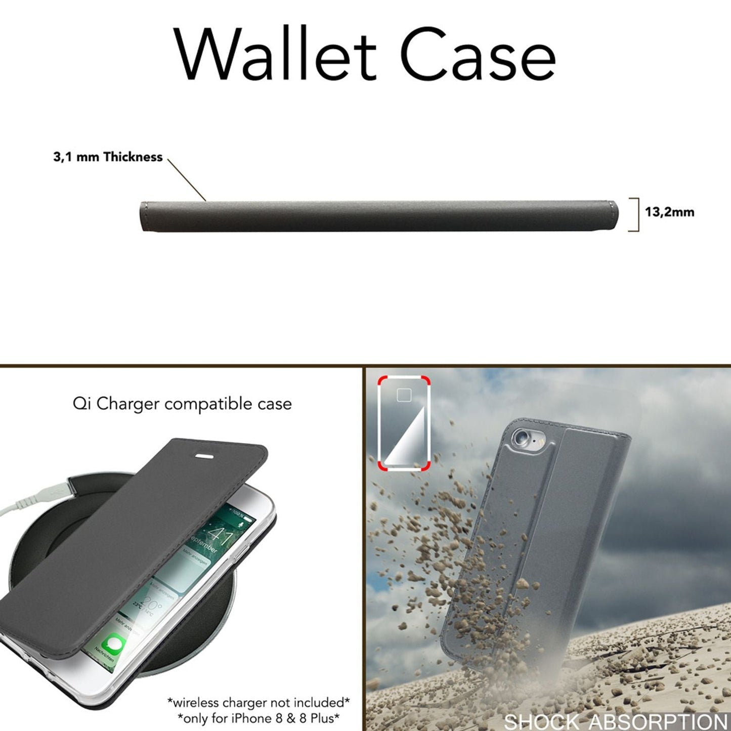 NALIA Klapp Hülle Kunstleder Flip Case - Kapazität Kartenfächer 3, Schutzleistung 360°, Größe 13,5 x 6,9 cm