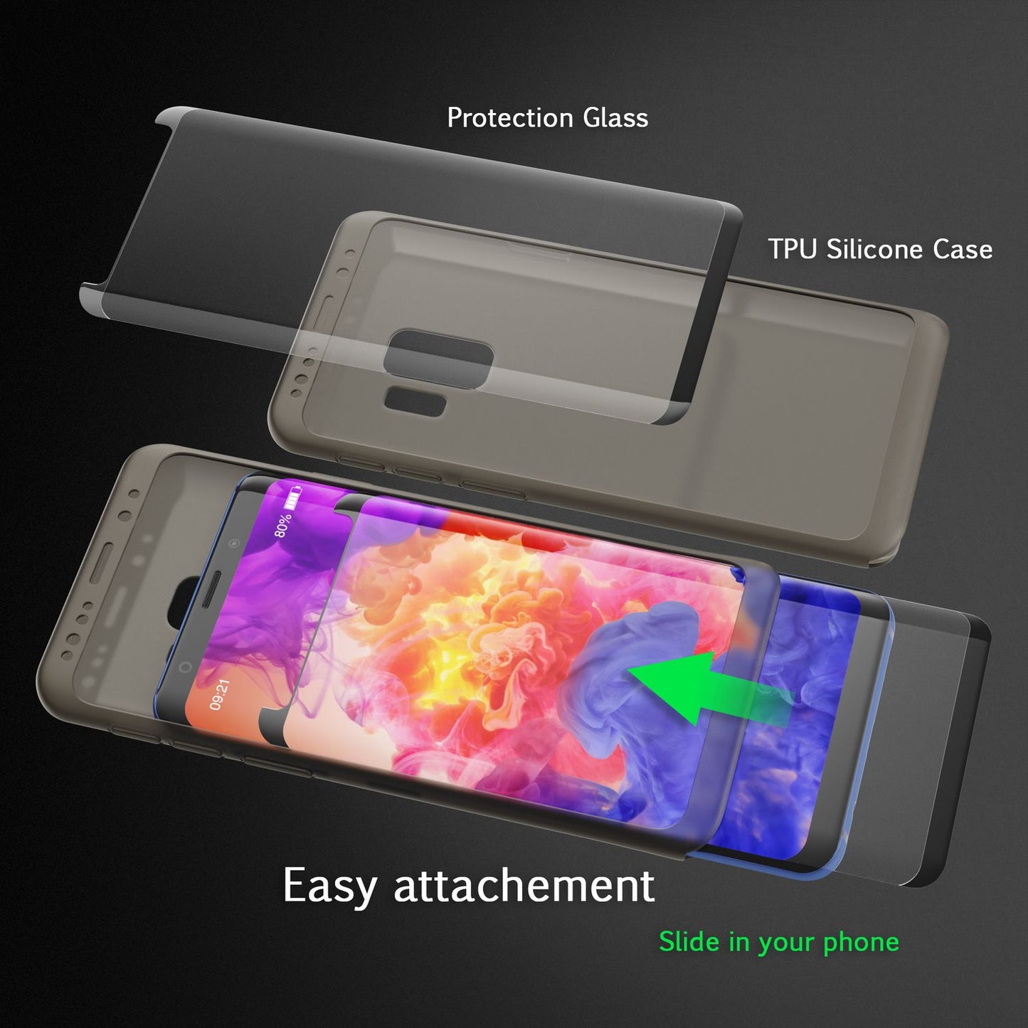 Husă NALIA cu protecție completă la 360 de grade - silicon grosime 0,8 mm, protecție ecran transparentă, compatibilă cu Samsung Galaxy S9