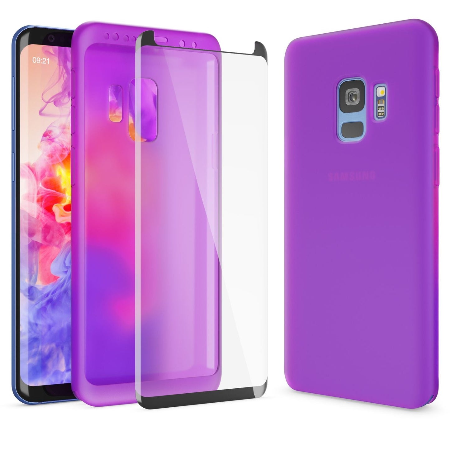 Husă NALIA cu protecție completă la 360 de grade - silicon grosime 0,8 mm, protecție ecran transparentă, compatibilă cu Samsung Galaxy S9