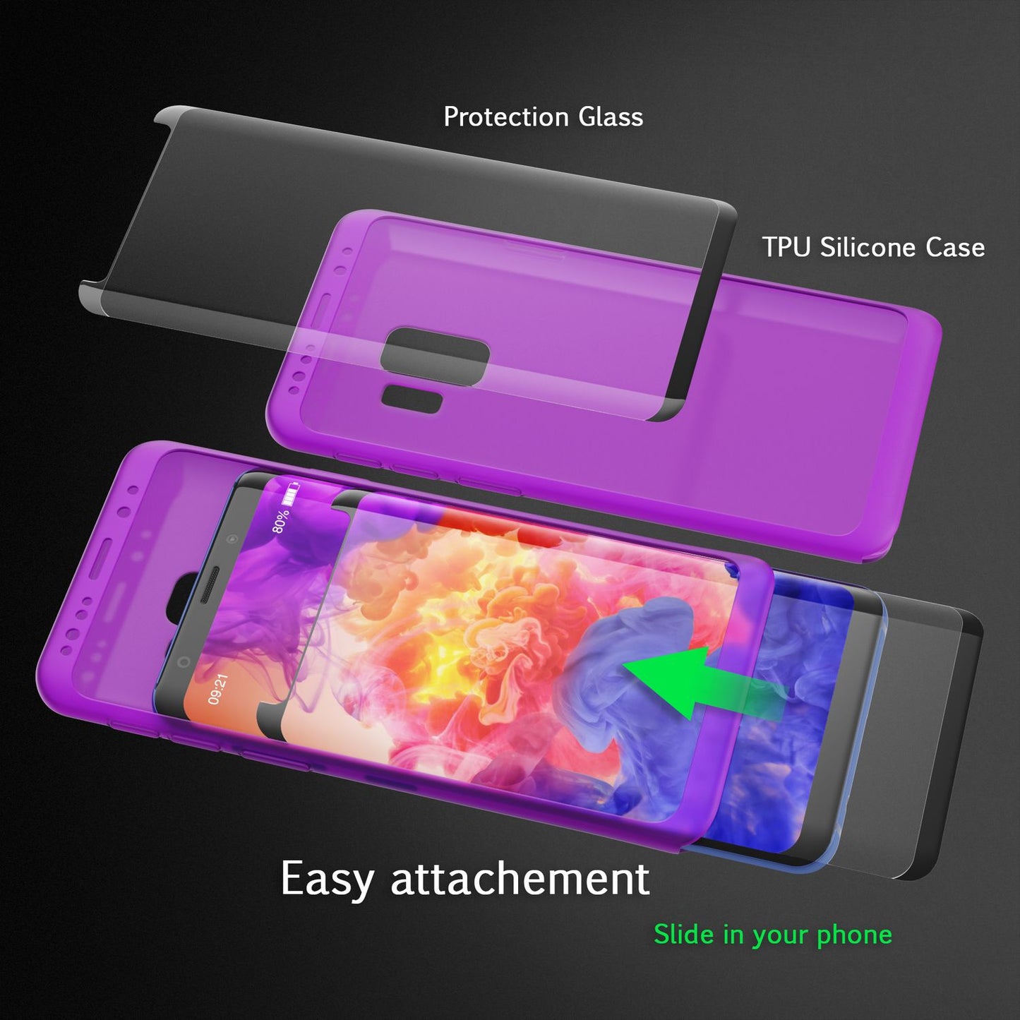 Husă NALIA cu protecție completă la 360 de grade - silicon grosime 0,8 mm, protecție ecran transparentă, compatibilă cu Samsung Galaxy S9