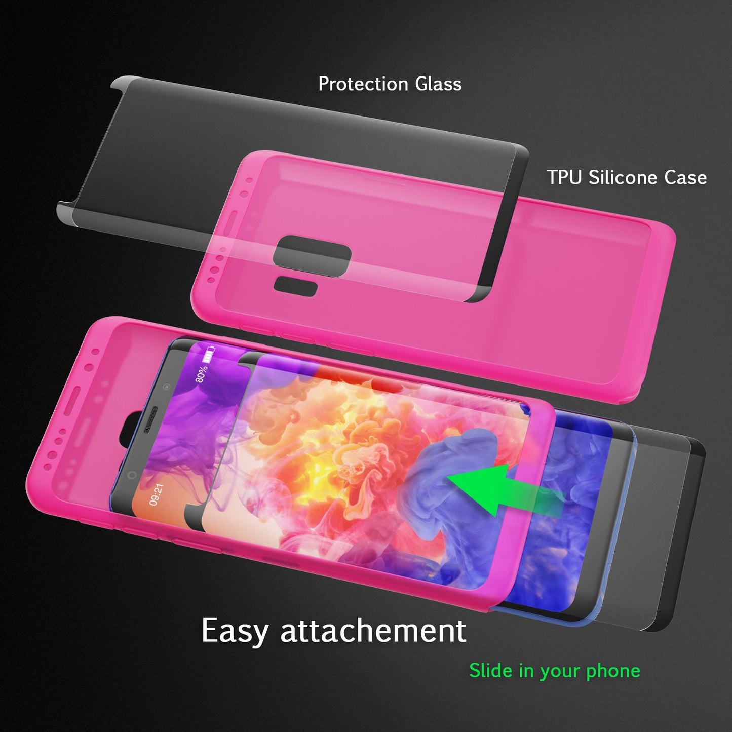 Husă NALIA cu protecție completă la 360 de grade - silicon grosime 0,8 mm, protecție ecran transparentă, compatibilă cu Samsung Galaxy S9