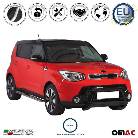 Bară de protecție/buton față pentru Kia Soul 2013-2017, ø63mm, oțel, negru, protecție