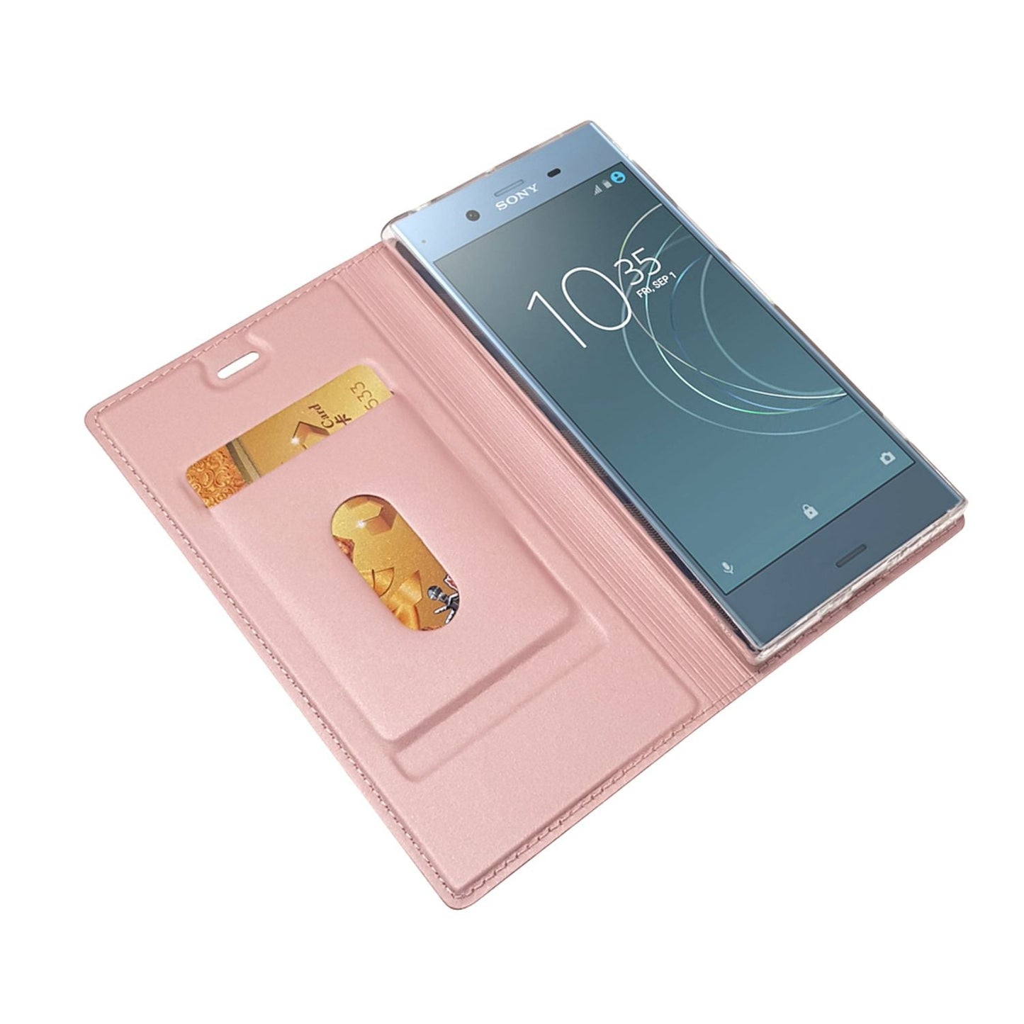 Nalia Sony Xperia XZ1 Hülle Flipcase Kickstand Slim - Kunstleder Magnetverschluss Dünn