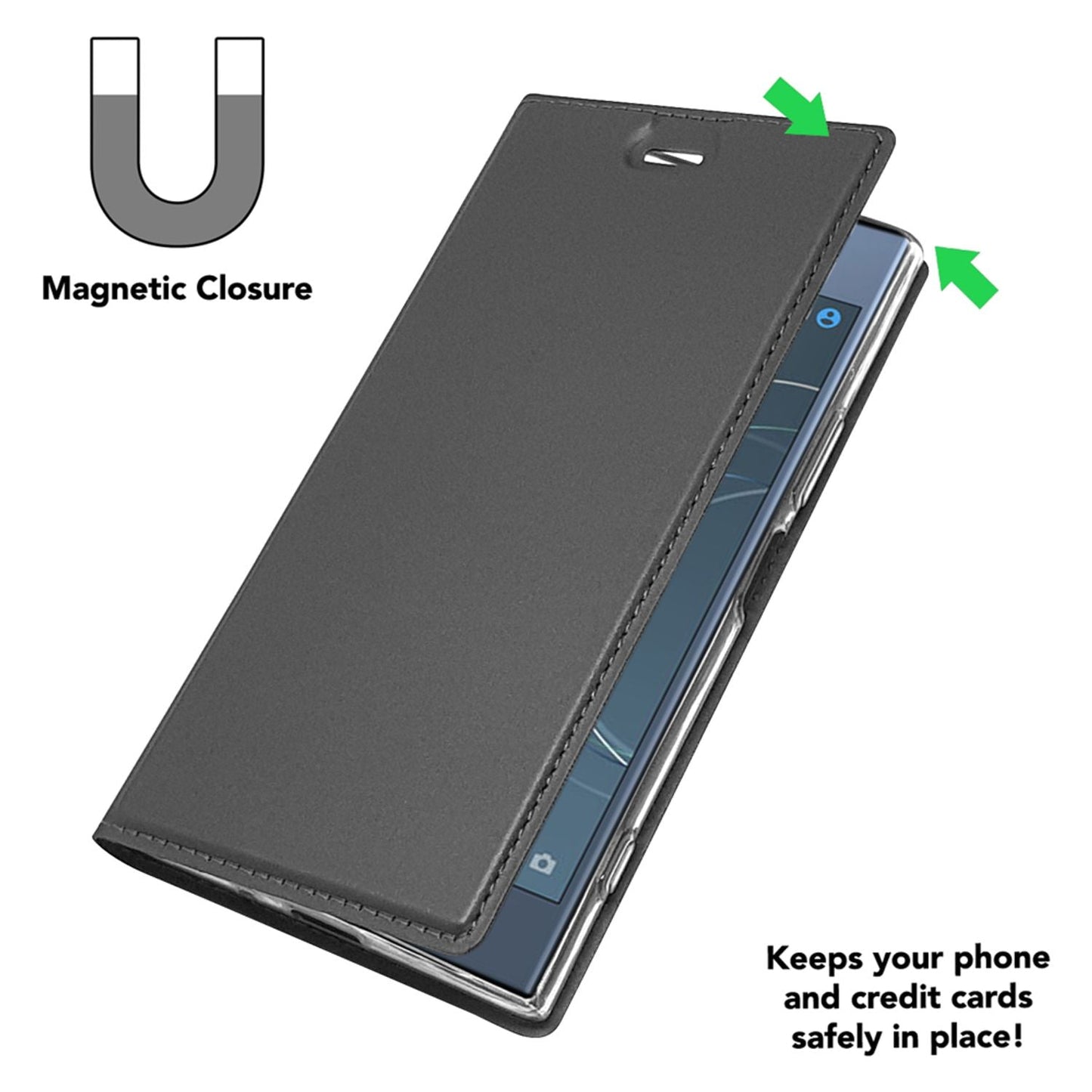 Nalia Sony Xperia XZ1 Hülle Flipcase Kickstand Slim - Kunstleder Magnetverschluss Dünn