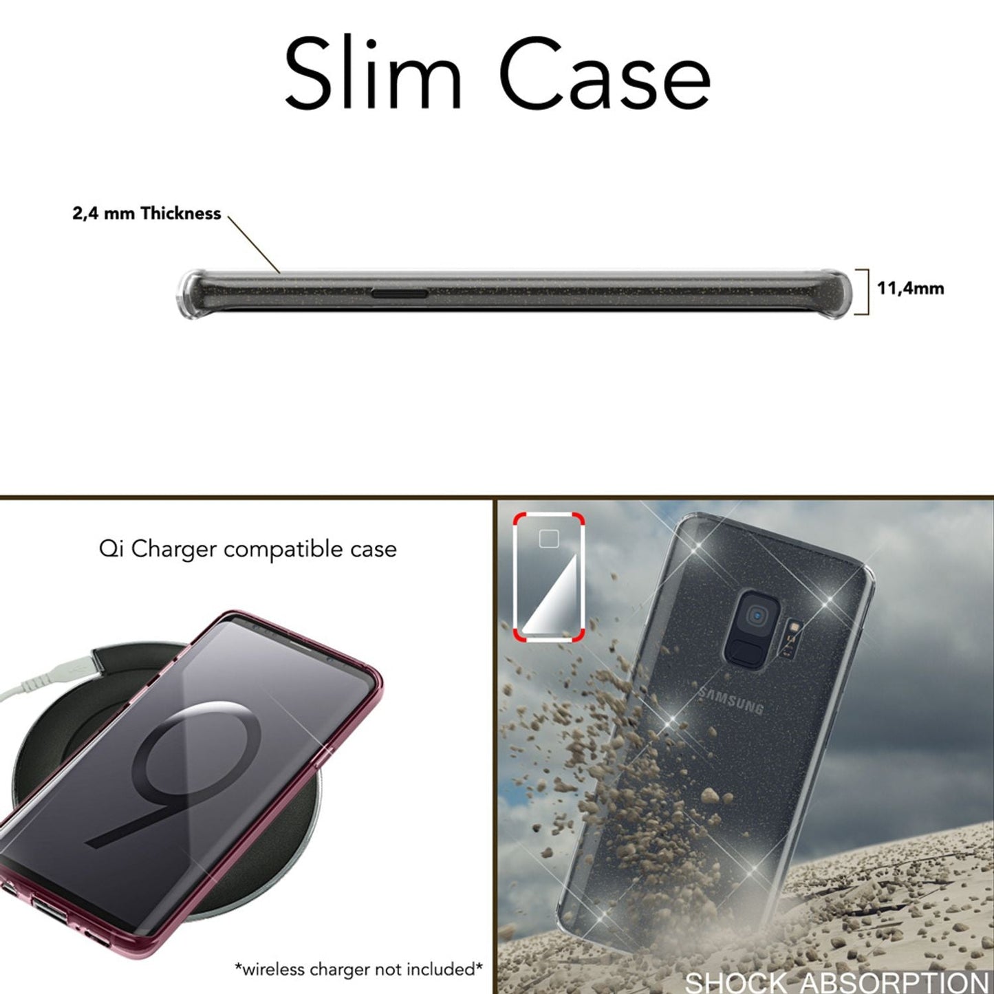 NALIA Glitter Handy Hülle für Samsung Galaxy S9, Glitzer Silikon Case Cover