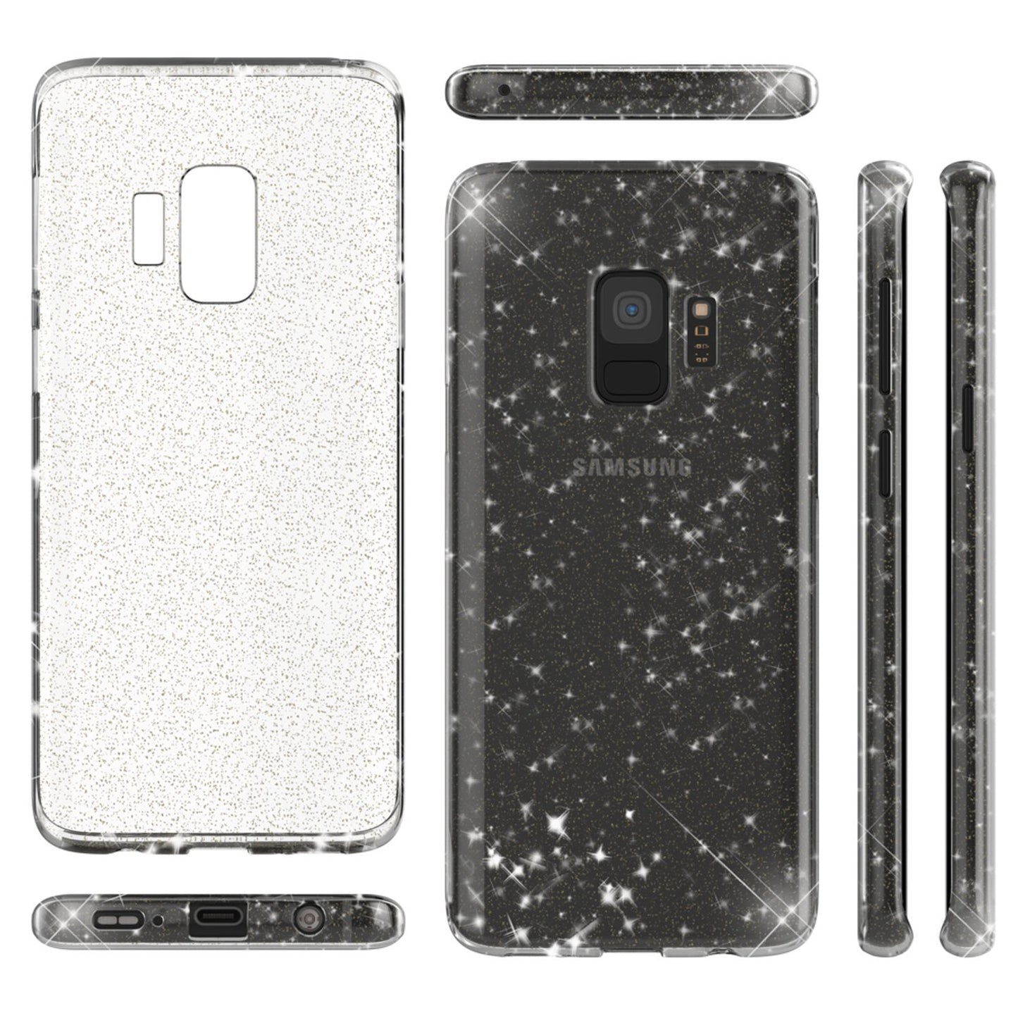 NALIA Glitter Handy Hülle für Samsung Galaxy S9, Glitzer Silikon Case Cover