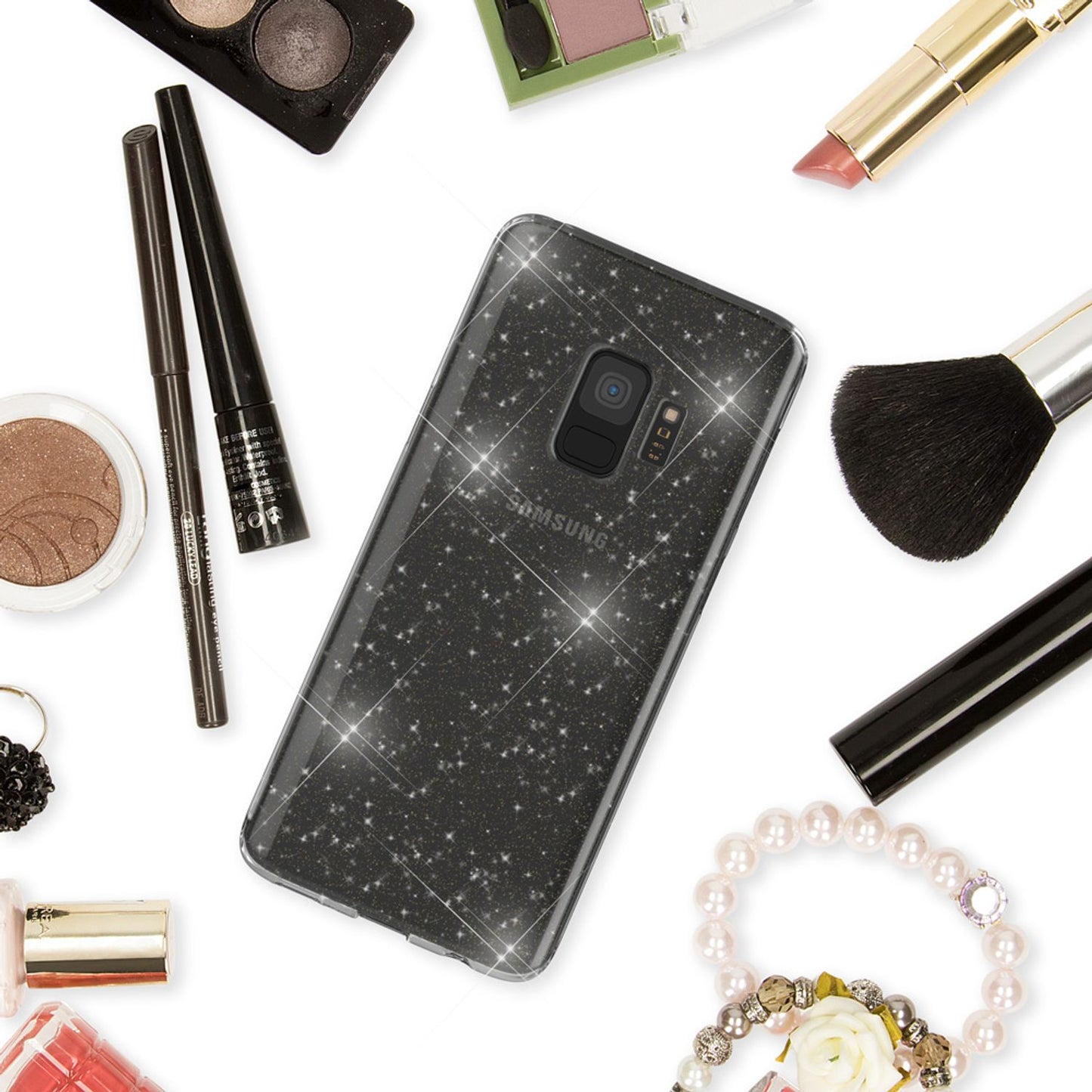 NALIA Glitter Handy Hülle für Samsung Galaxy S9, Glitzer Silikon Case Cover