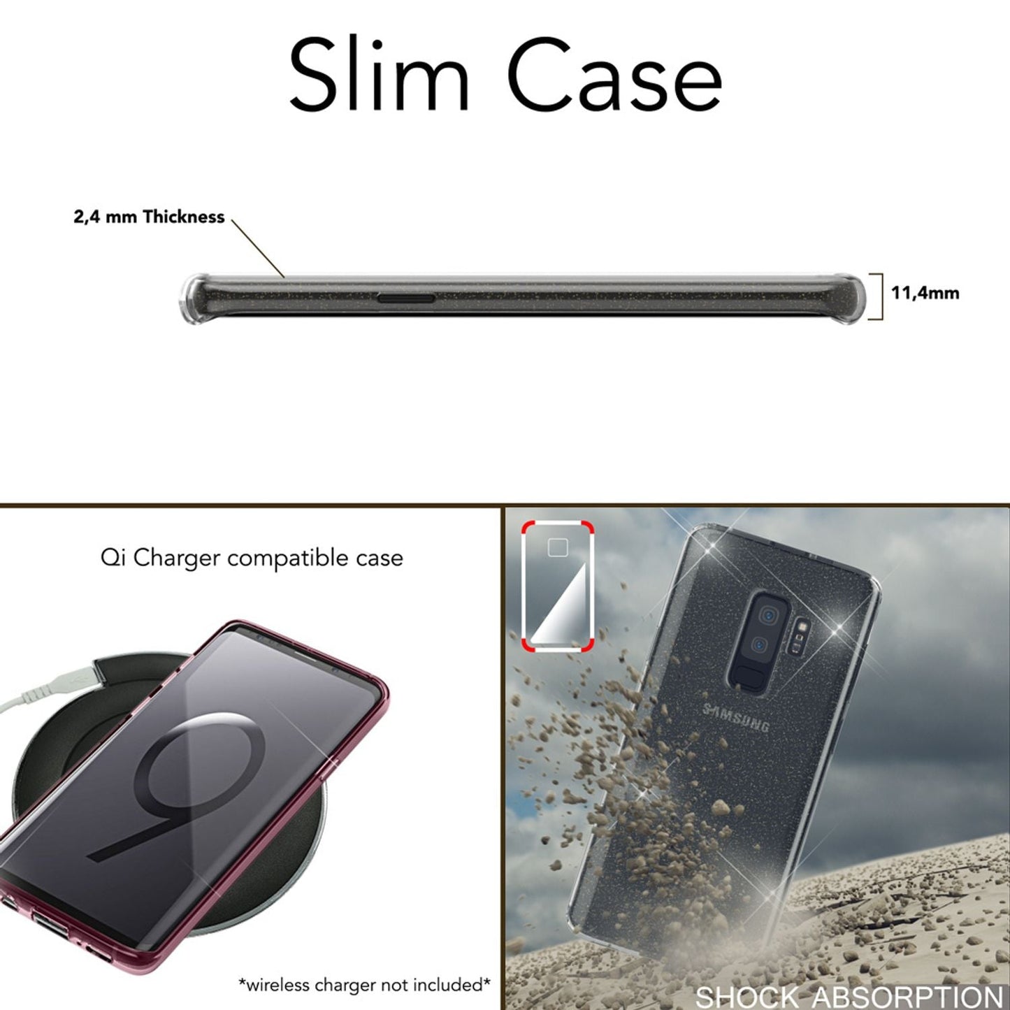 NALIA Glitter Handy Hülle für Samsung Galaxy S9 Plus Glitzer Cover Silikon Case