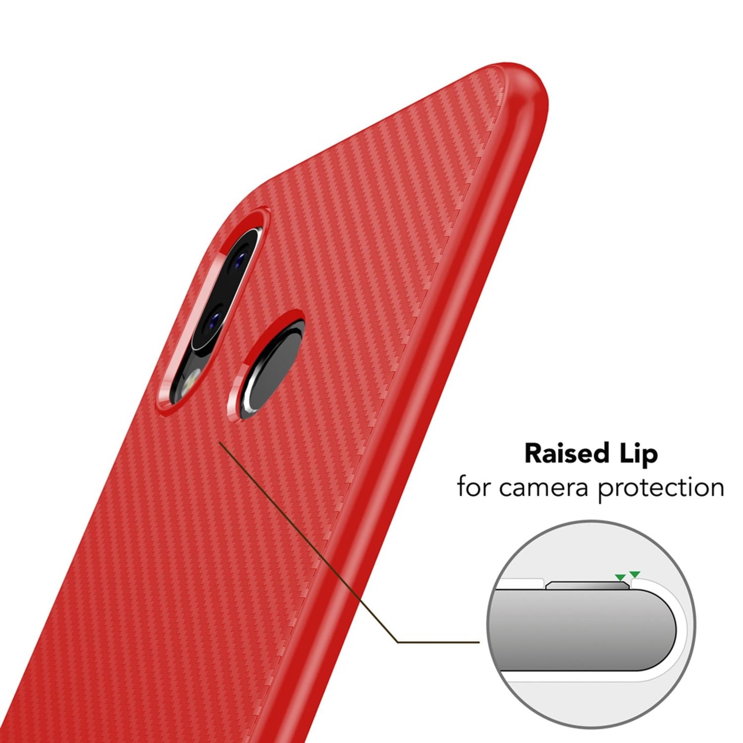 Husă de telefon pentru Huawei P20 Lite de la NALIA, carcasă subțire și moale din silicon, aspect subțire de carbon