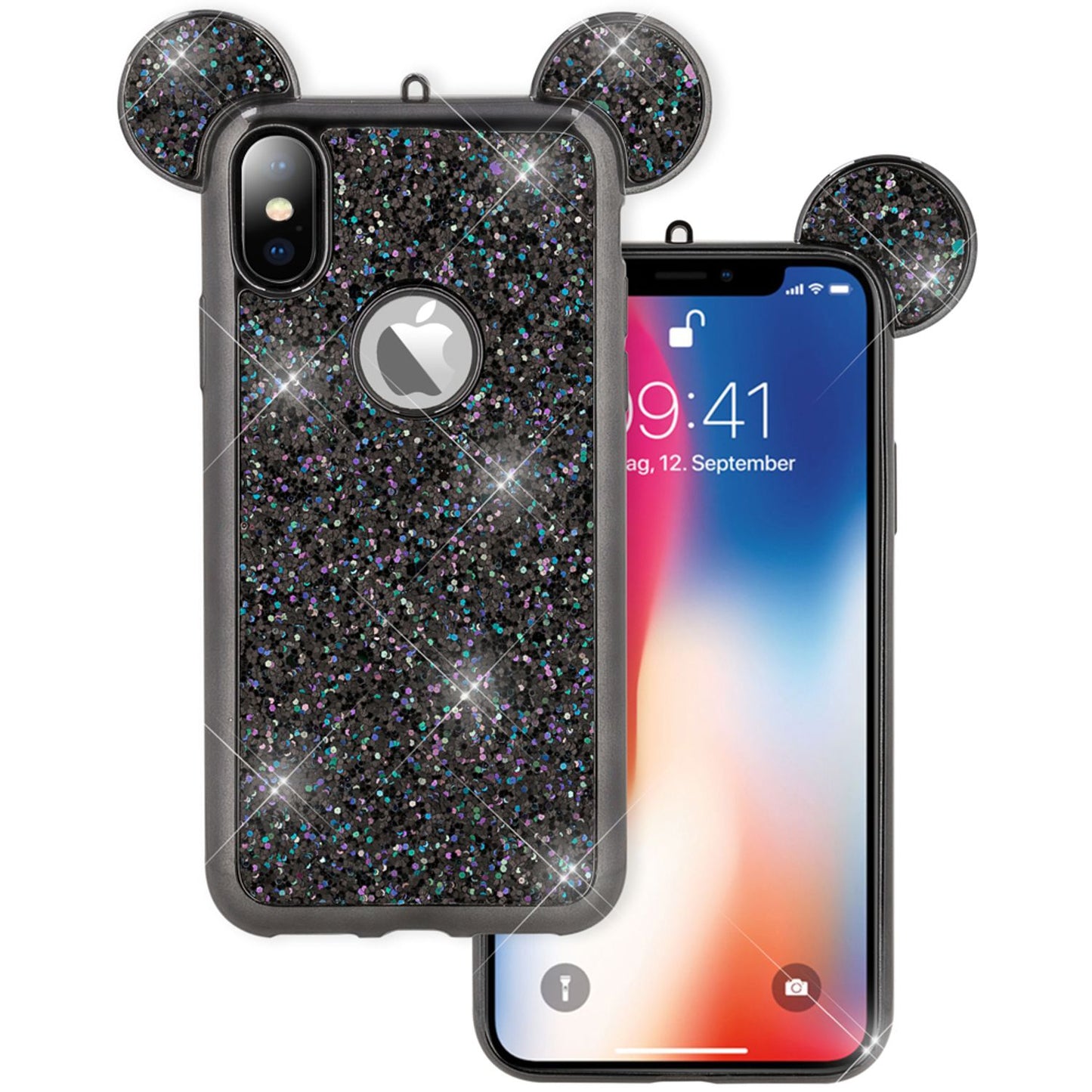 NALIA Hülle IPhone XS Max Glitzer Slim Cover Mit Mausohren - XS Max Kompatibel Dünn Silikon