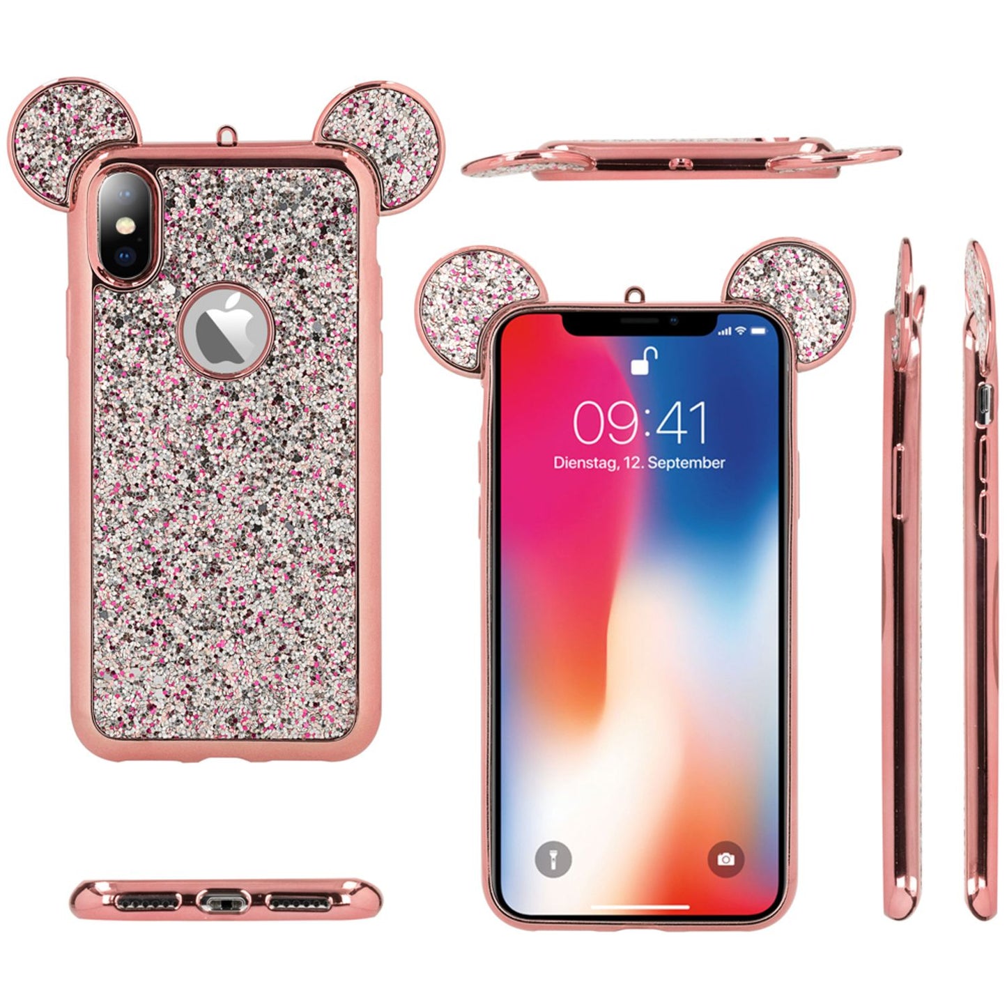 NALIA Hülle IPhone XS Max Glitzer Slim Cover Mit Mausohren - XS Max Kompatibel Dünn Silikon