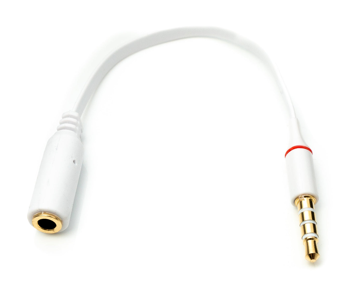 SYSTEM-S Audio Kabel 15 cm Stereo AUX Klinke 3,5 mm Stecker zu Buchse flach in Weiß