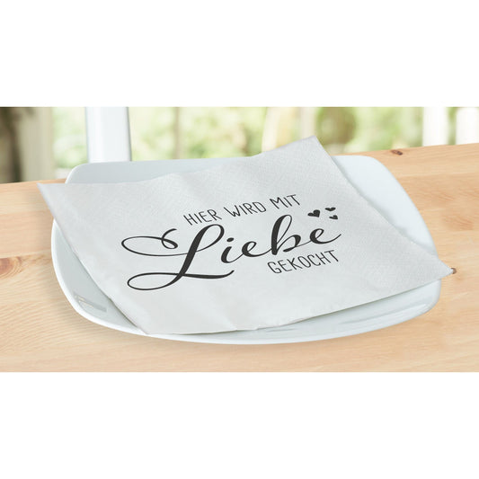 Hier Wird Liebe Servietten Mit Spruch - 80 Stück 33x33cm 3-Lagig