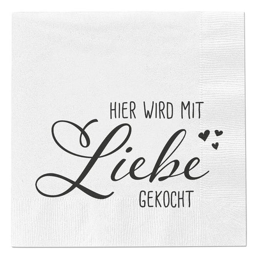 Hier Wird Liebe Servietten Mit Spruch - 80 Stück 33x33cm 3-Lagig