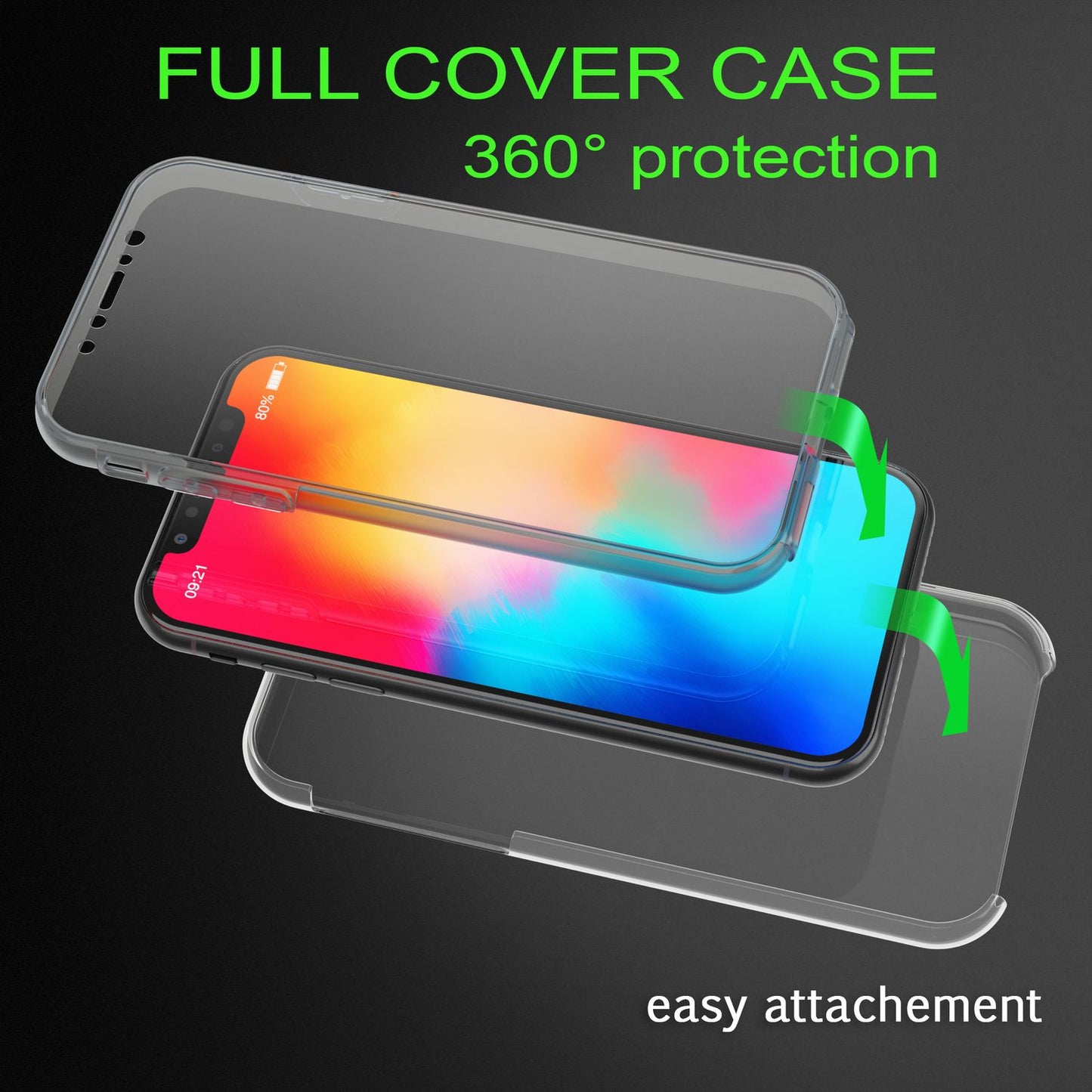 NALIA 360 Grad Handy Hülle für Apple iPhone X XS, Full Cover Case Rundum Bumper