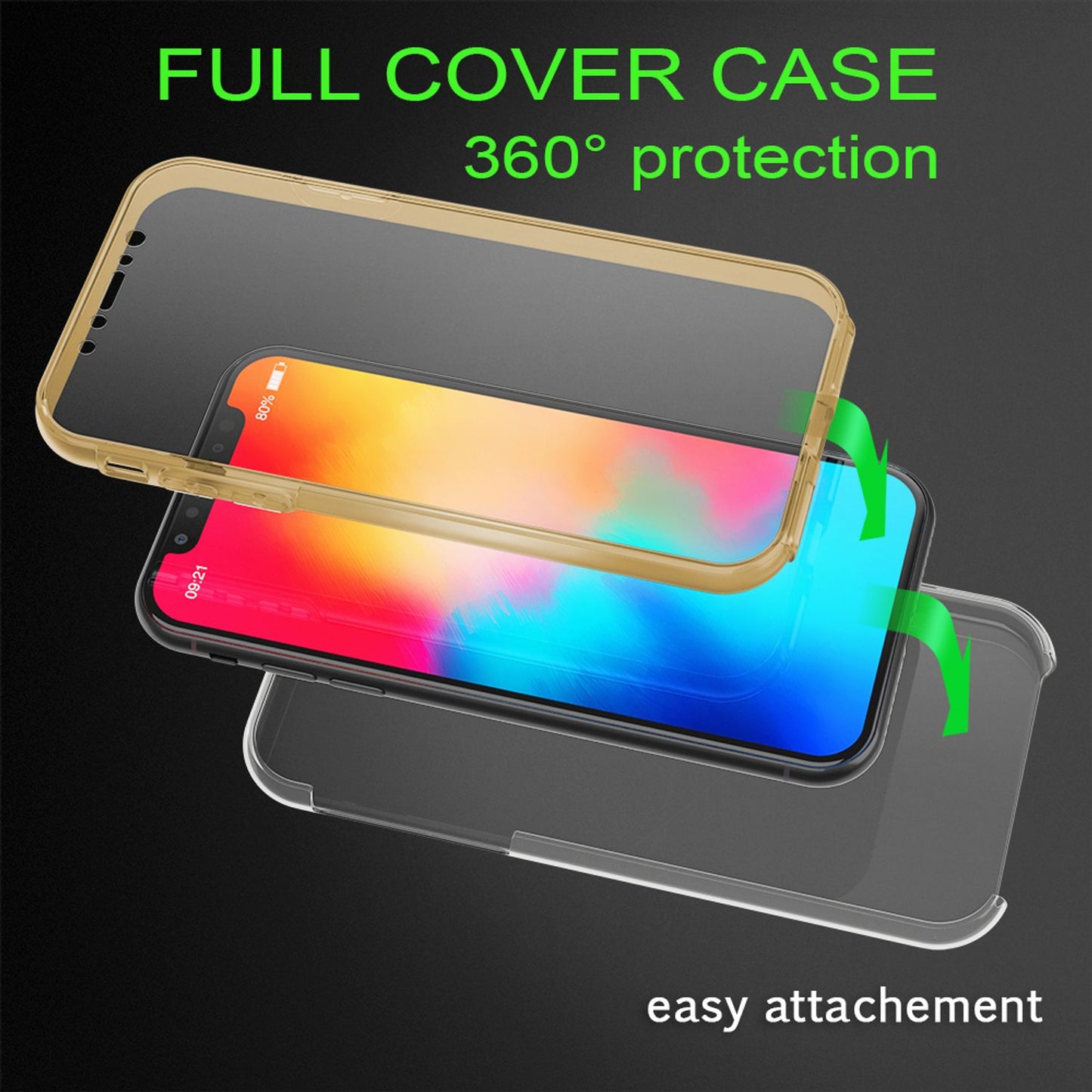 NALIA 360 Grad Handy Hülle für Apple iPhone X XS, Full Cover Case Rundum Bumper