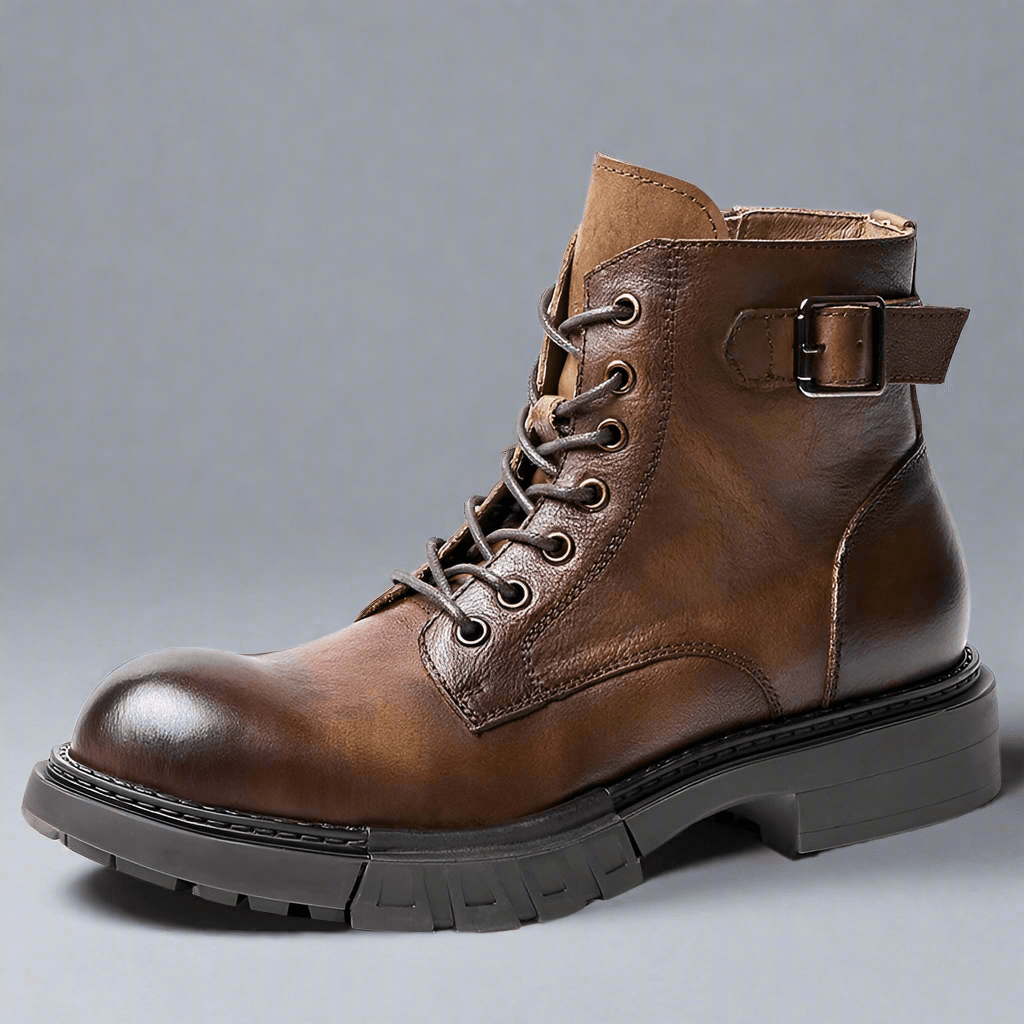 Classic handmade vintage leather ankle boots genuine leather