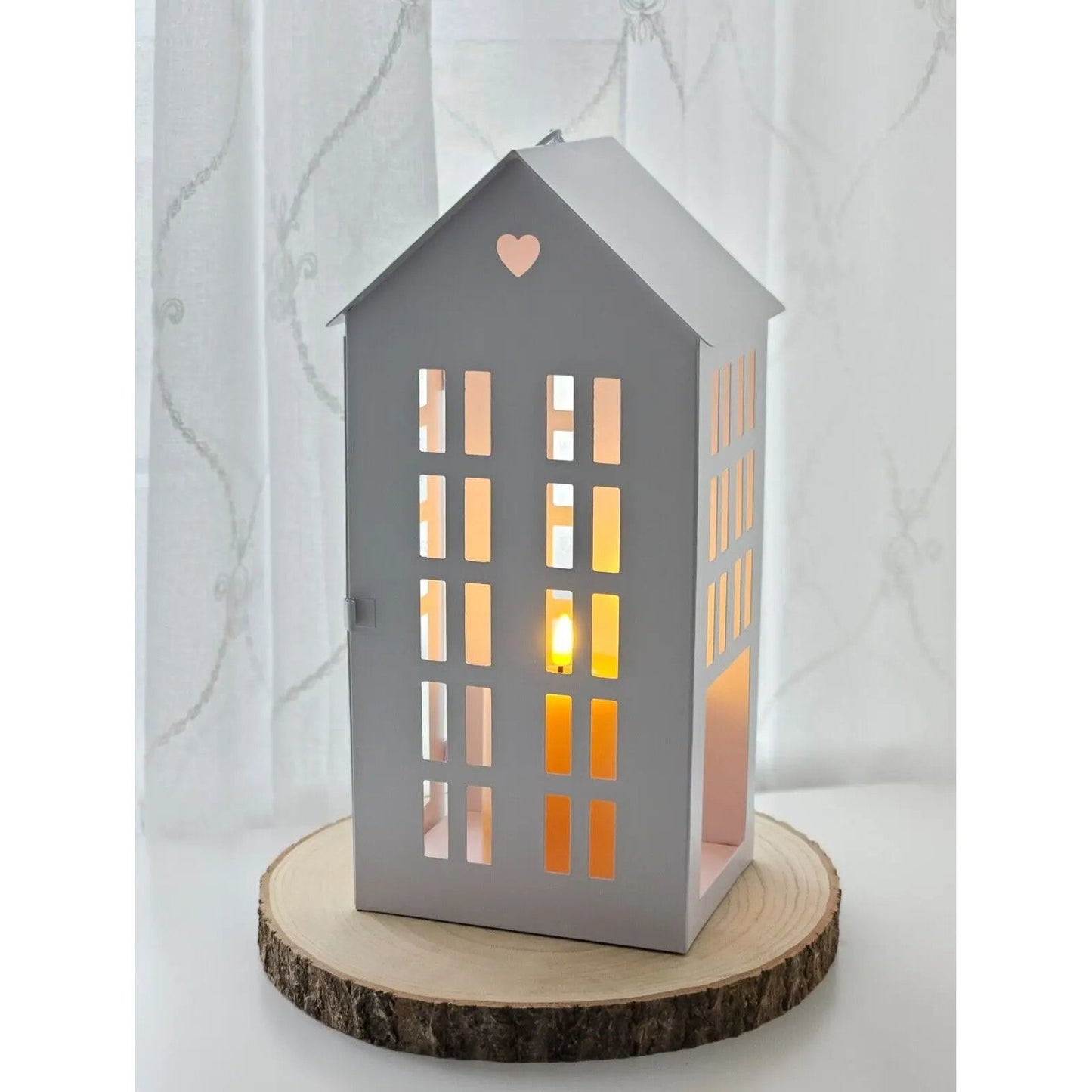 LumiCasa Laternenhaus Weißes Metall - Kap. 3er Set, Größe ca. 13 cm