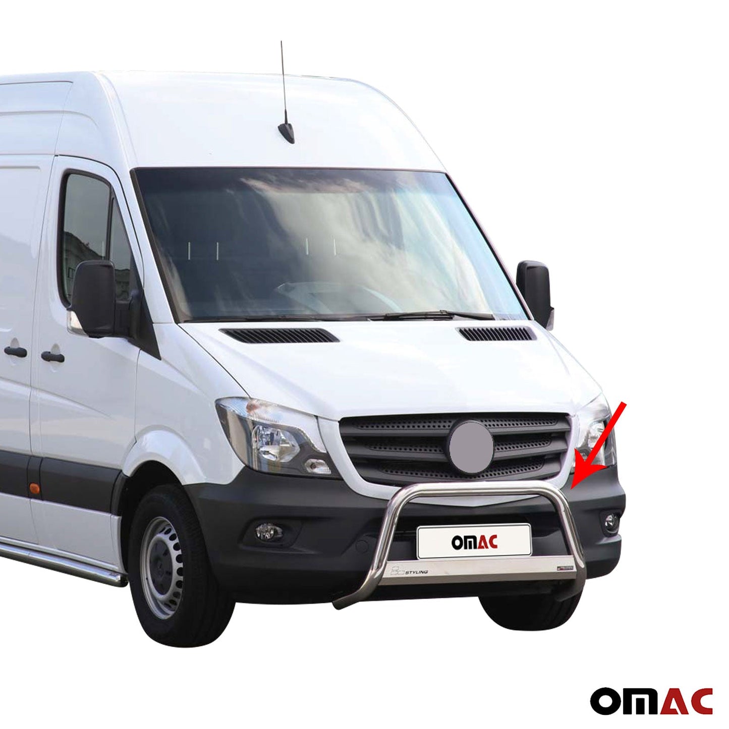 Bară de protecție/buton față pentru Mercedes Sprinter 2013-2018, ø63mm, oțel, argintiu