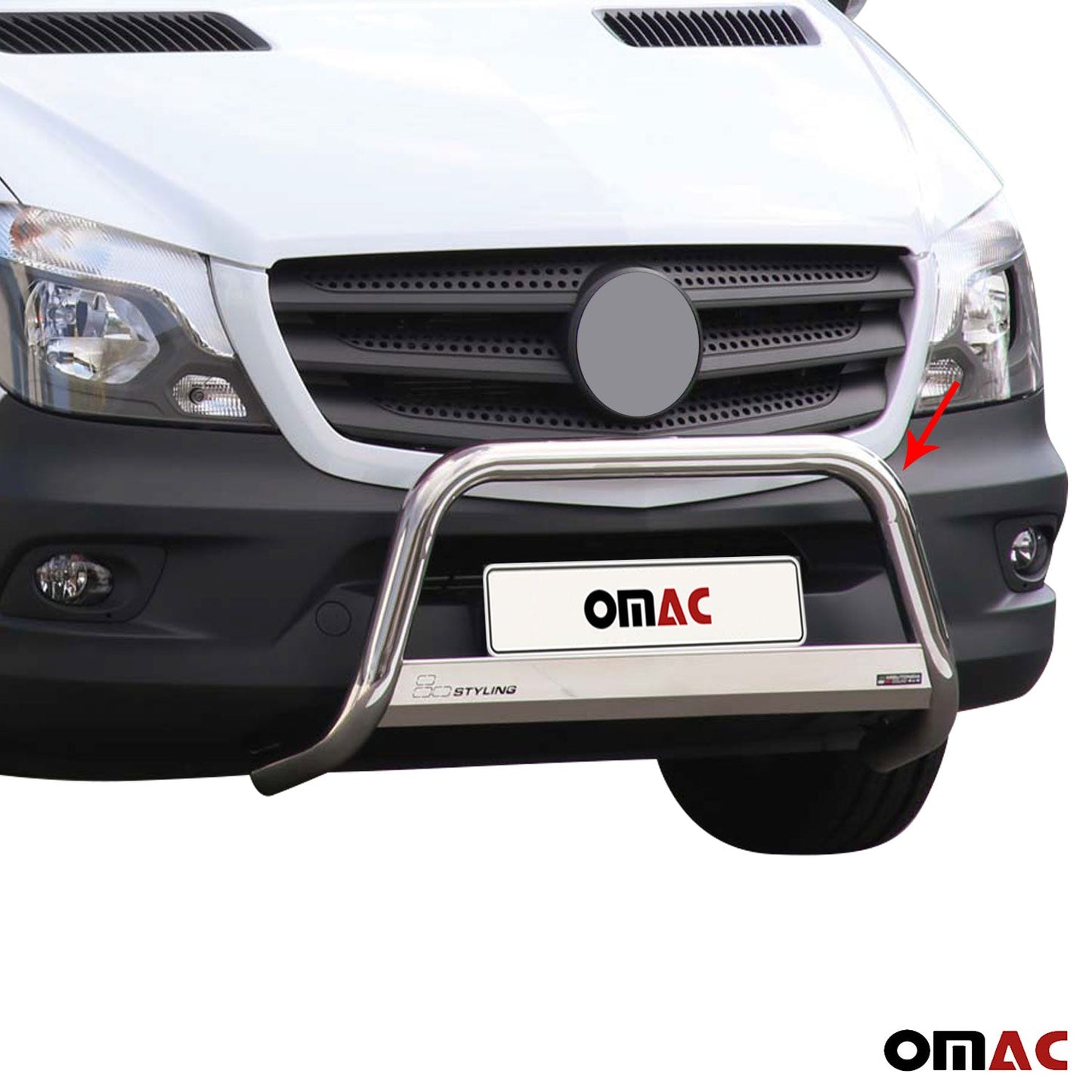 Bară de protecție/buton față pentru Mercedes Sprinter 2013-2018, ø63mm, oțel, argintiu