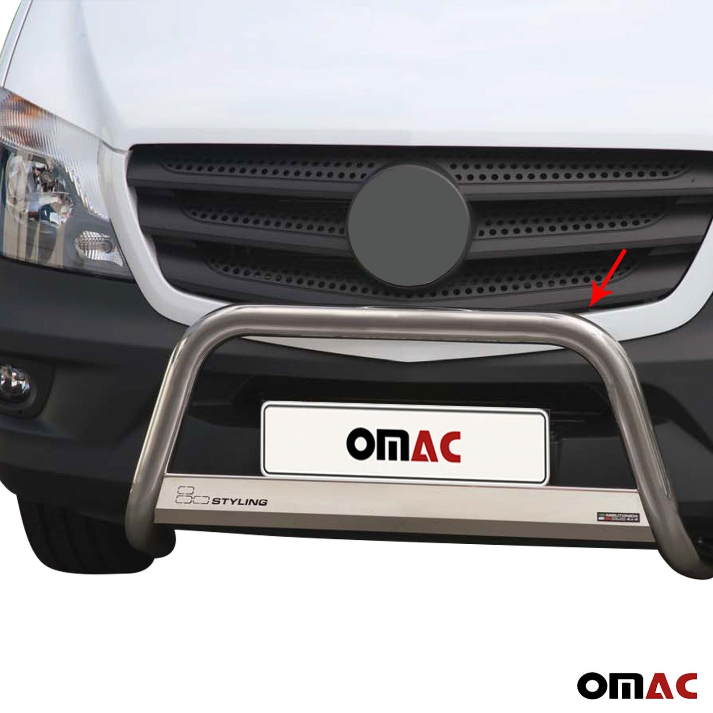 Bară de protecție/buton față pentru Mercedes Sprinter 2013-2018, ø63mm, oțel, argintiu